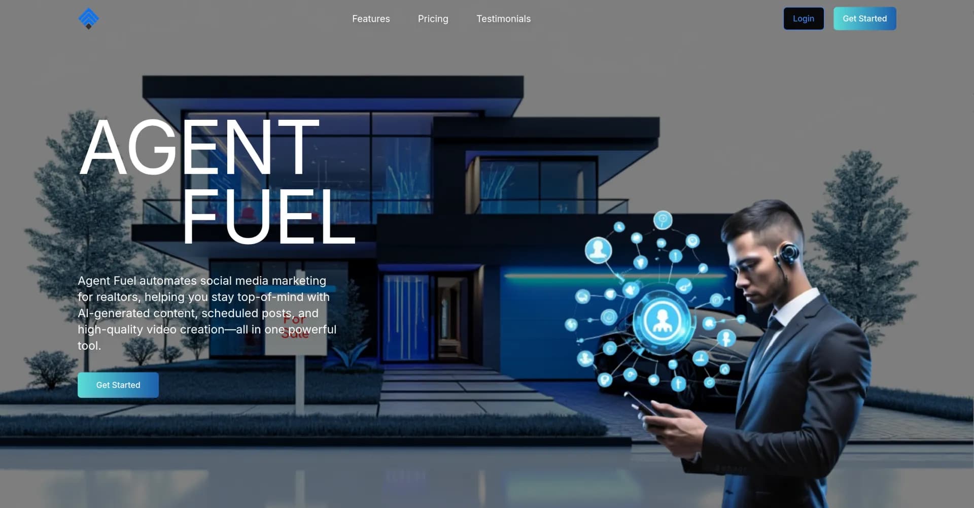 Agentfuel homepage screenshot — Automated social media marketing for real estate professiona