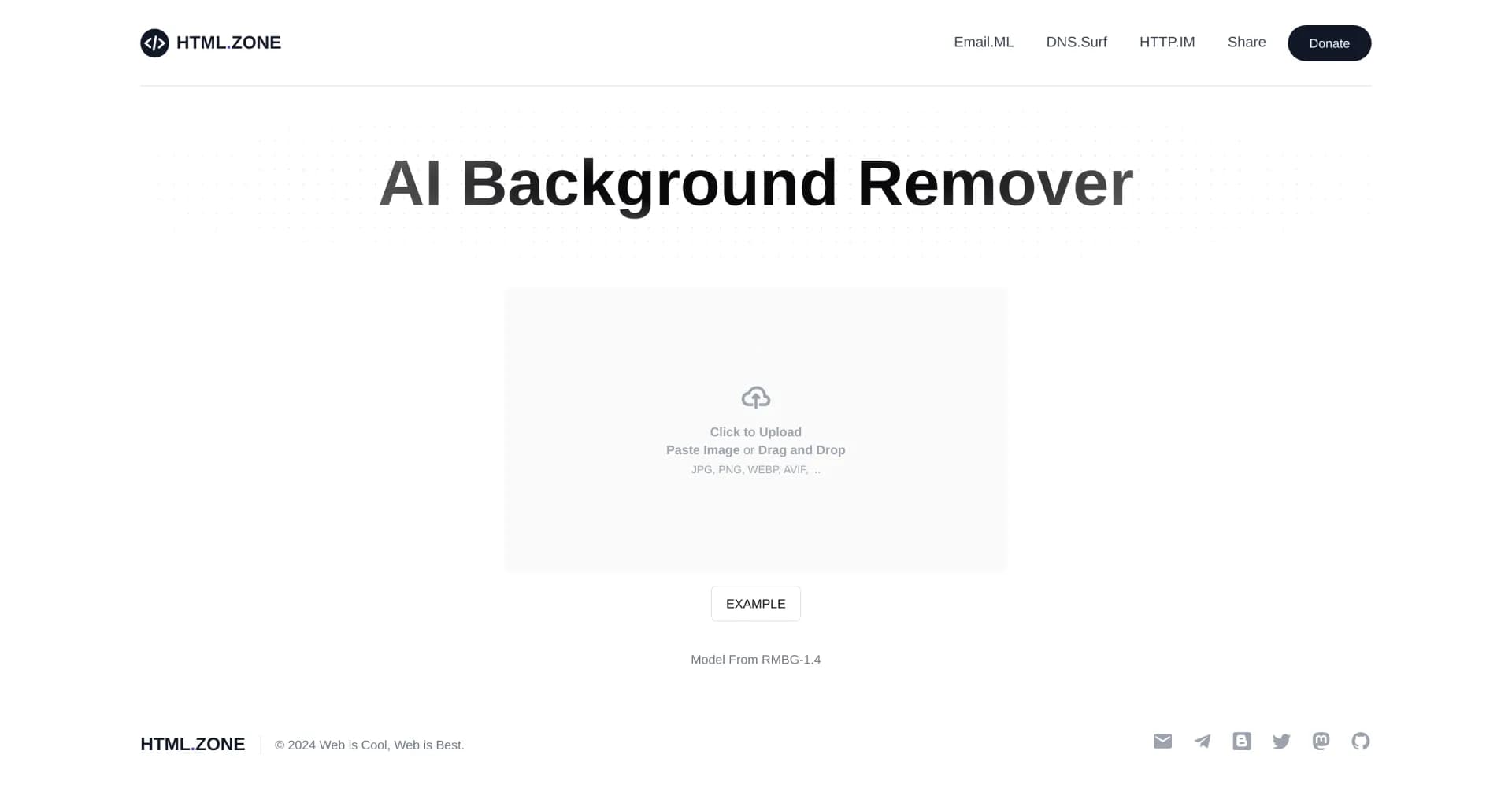 AI Background Remover by HTML Zone homepage screenshot — Instantly remove image backgrounds with AI