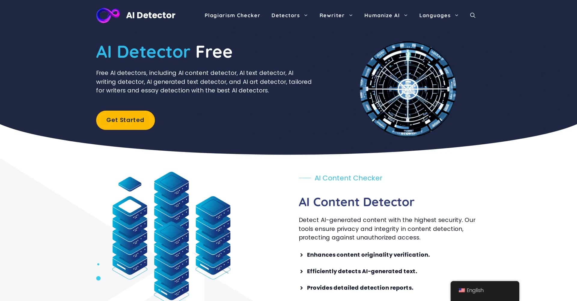 AI Detector Online homepage screenshot — Spot AI-generated content with our free detection tools