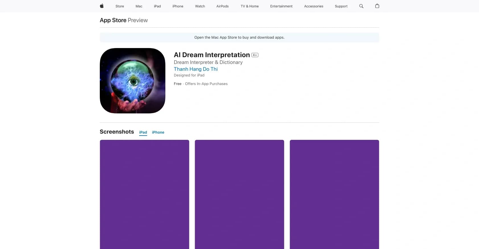 AI Dream Interpretation homepage screenshot — Interpret dreams through advanced technology.