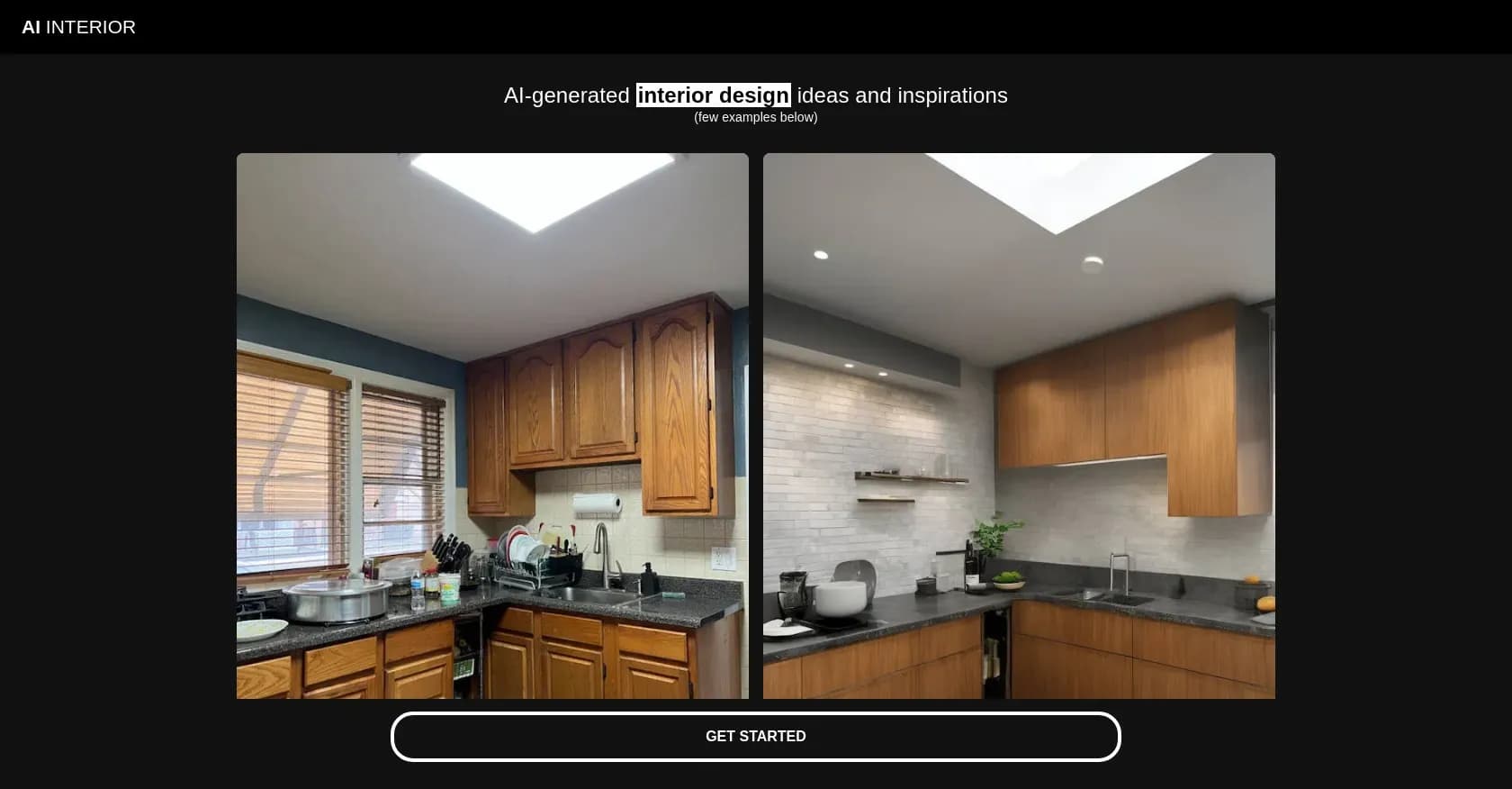 AI Interior homepage screenshot — Transform spaces with AI-powered interior design ideas.