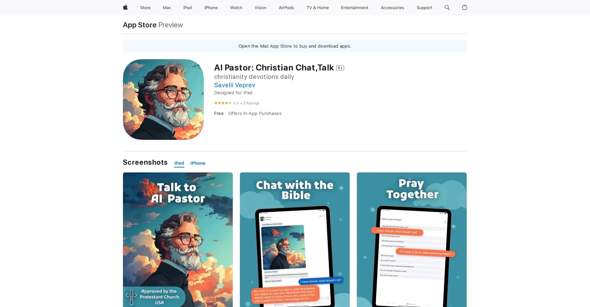 AI Pastor homepage screenshot — Your AI spiritual companion for Christian guidance.