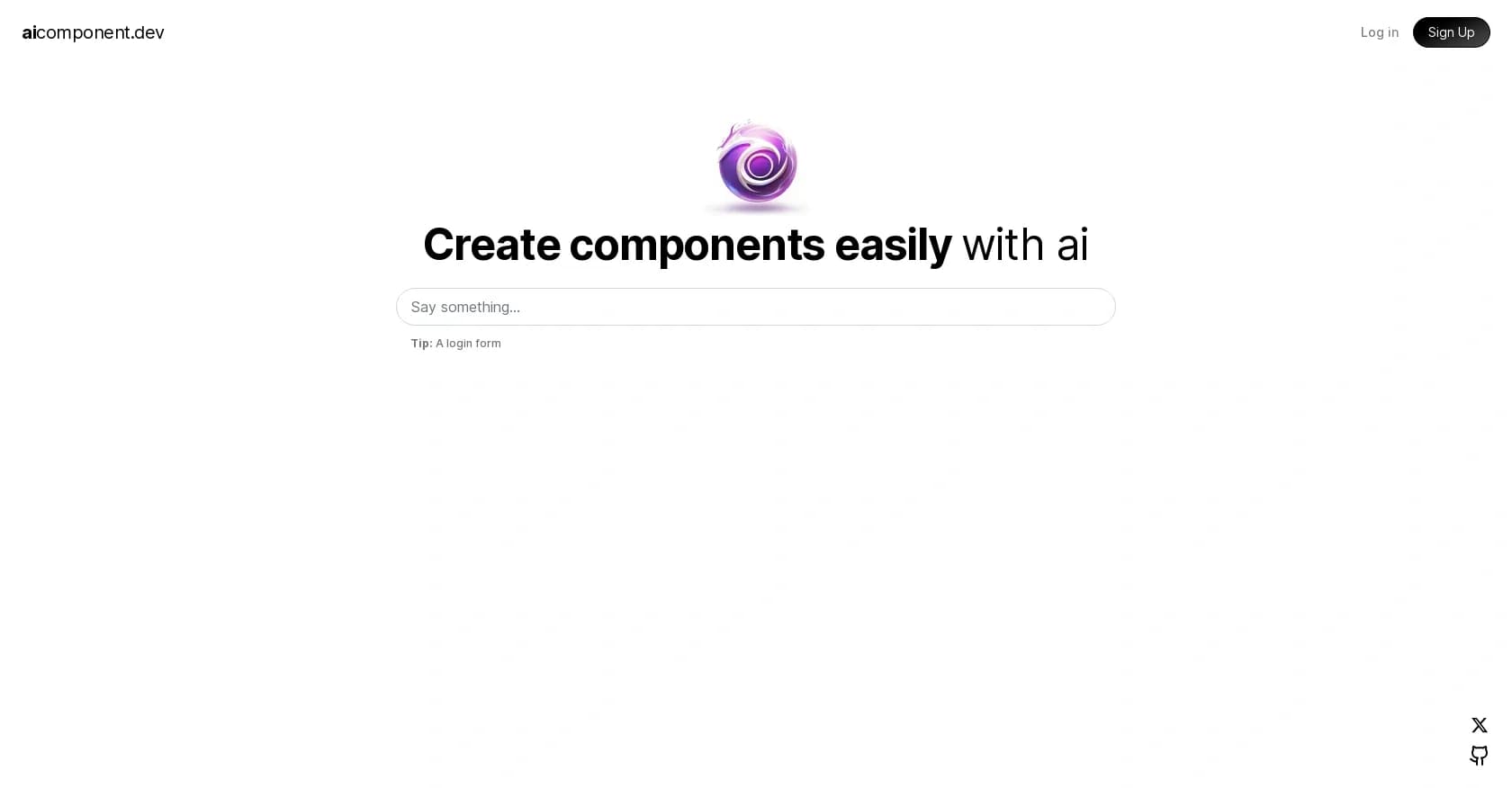 AIComponent homepage screenshot — AI-powered wizardry for instant web components