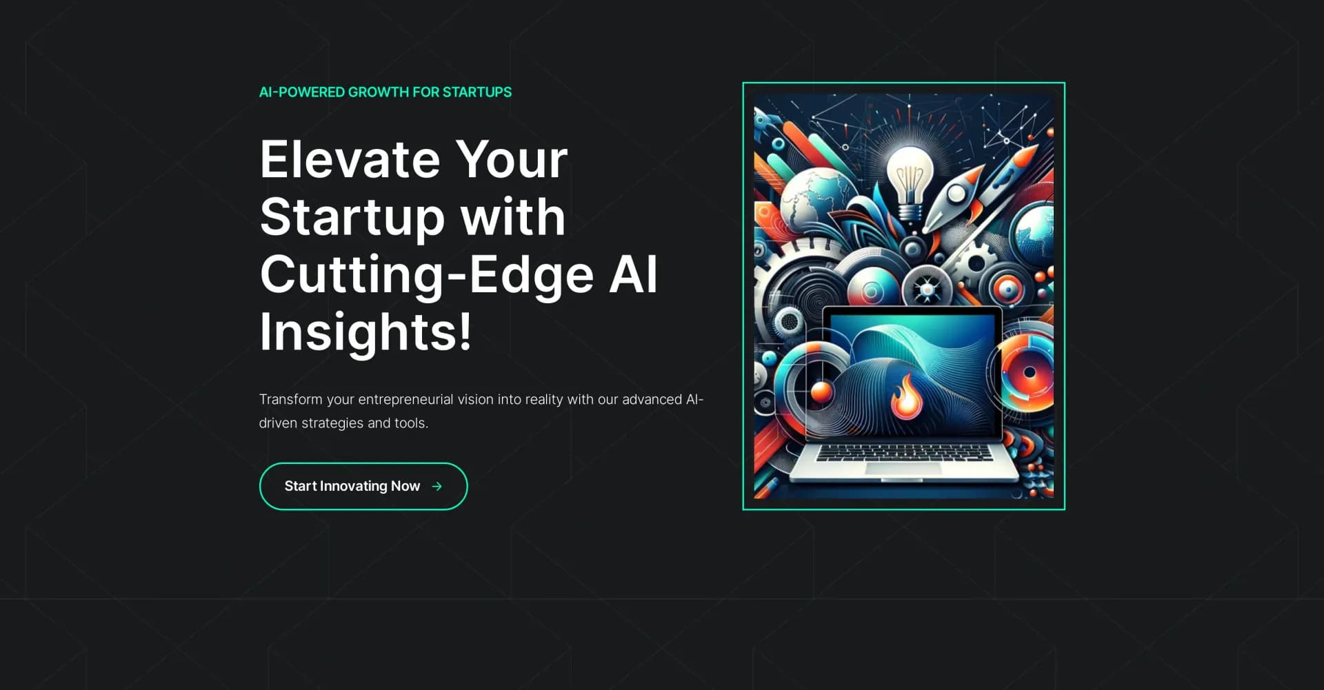 AIStartupInsights homepage screenshot — AI-powered growth strategies for startups
