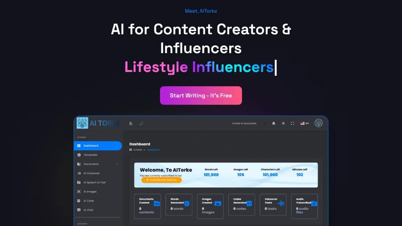 AITorke homepage screenshot — Assistant: translation, editing, security, image.