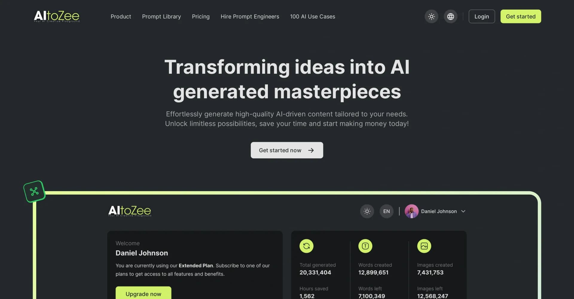 AItoZee homepage screenshot — Your AI creative playground for all-in-one tools