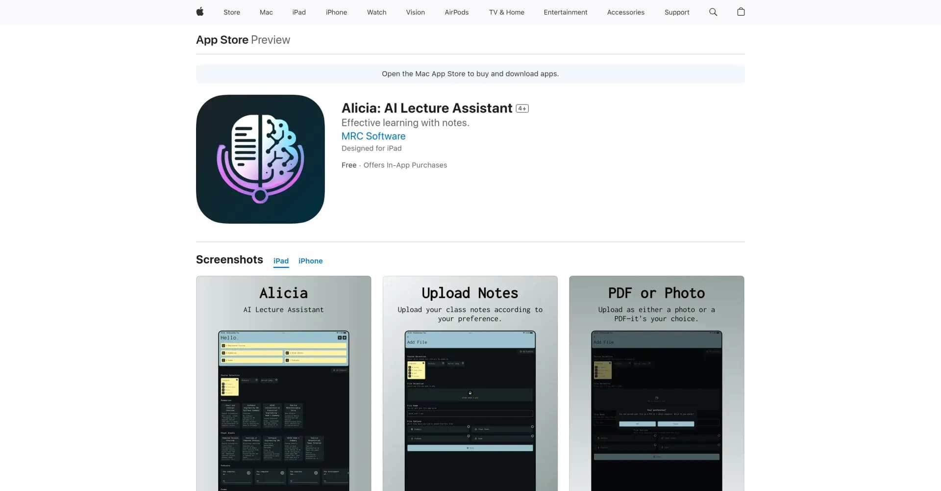 Alicia: AI Lecture Assistant homepage screenshot — AI-powered lecture assistant for effective studying