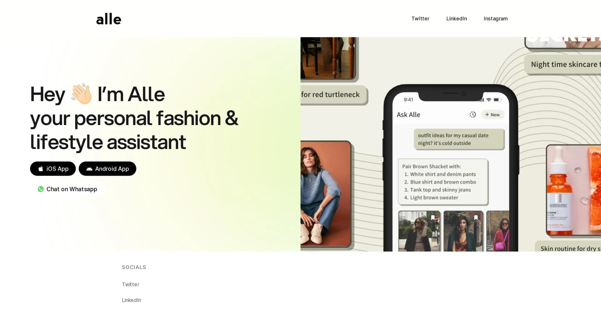 Alle homepage screenshot — Turn screenshots into searchable, linked knowledge.
