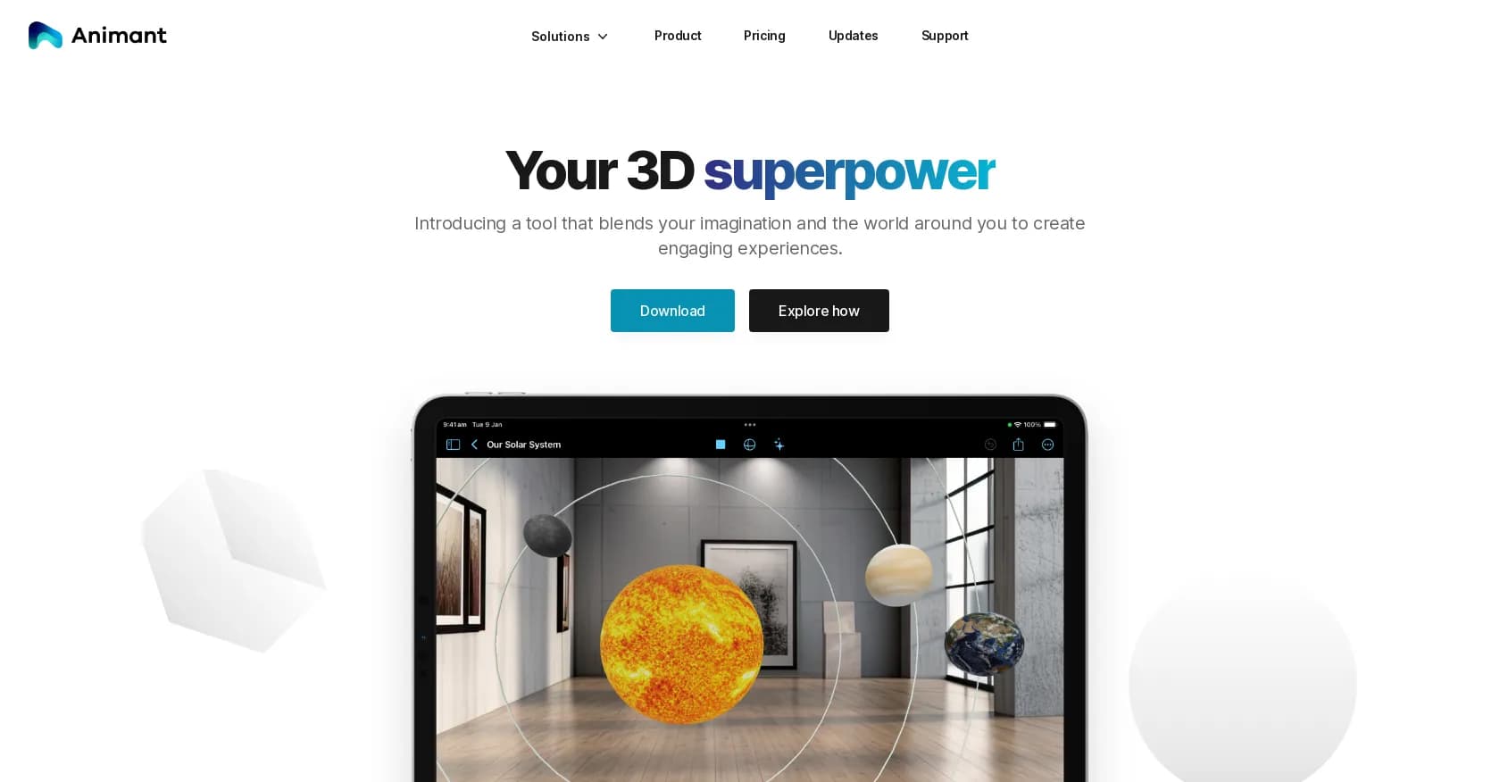 Animant homepage screenshot — AI-powered 3D storytelling for everyone