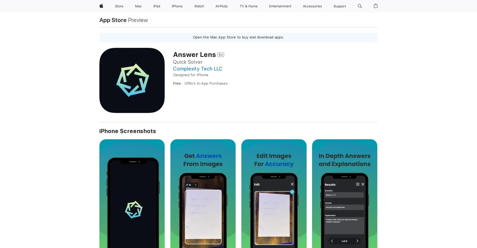 Answer Lens homepage screenshot — Quick solver for complex tasks.