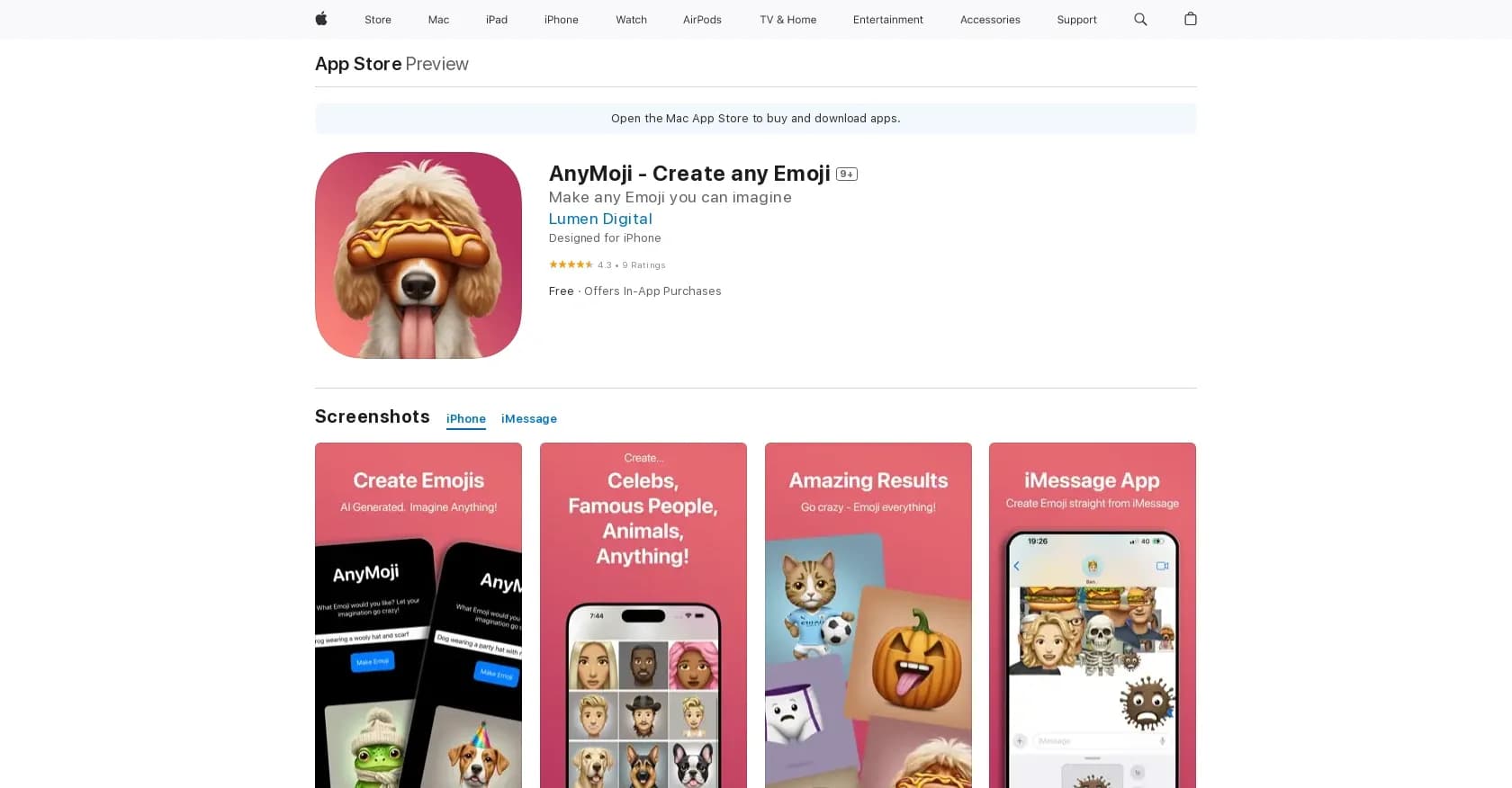 AnyMoji homepage screenshot — Enhanced communication with personalized emojis.