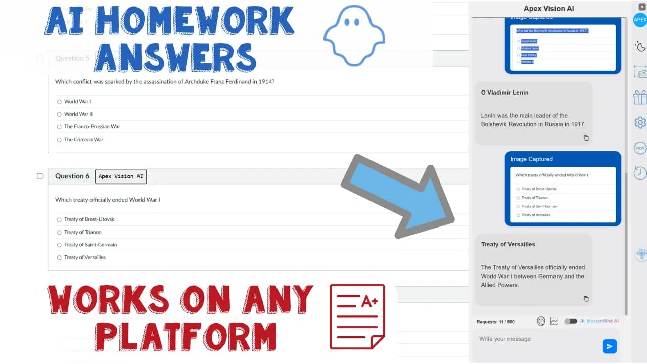 AI Homework Helper - Apex Vision AI homepage screenshot — Save time, ditch stress: instant step-by-step answers direct
