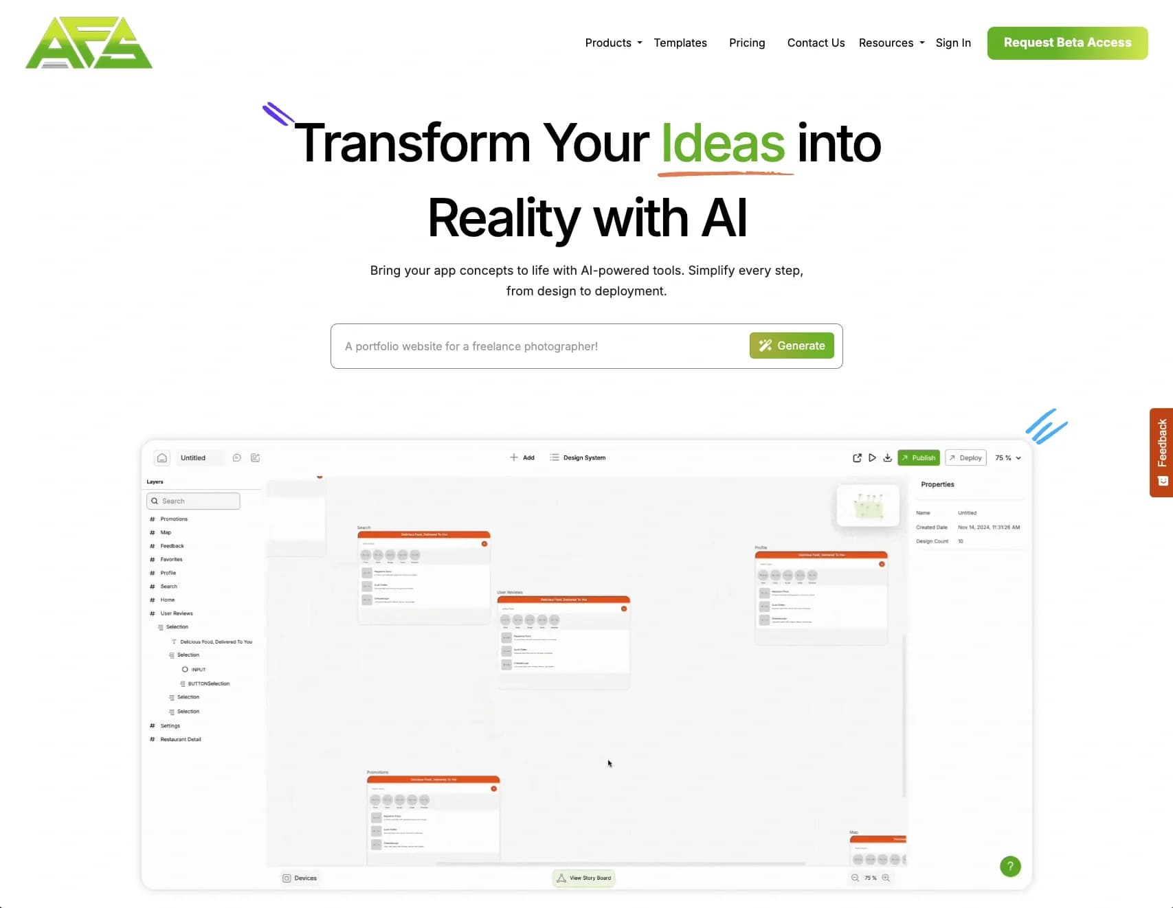 AppForceStudio homepage screenshot — AI-powered app creation studio