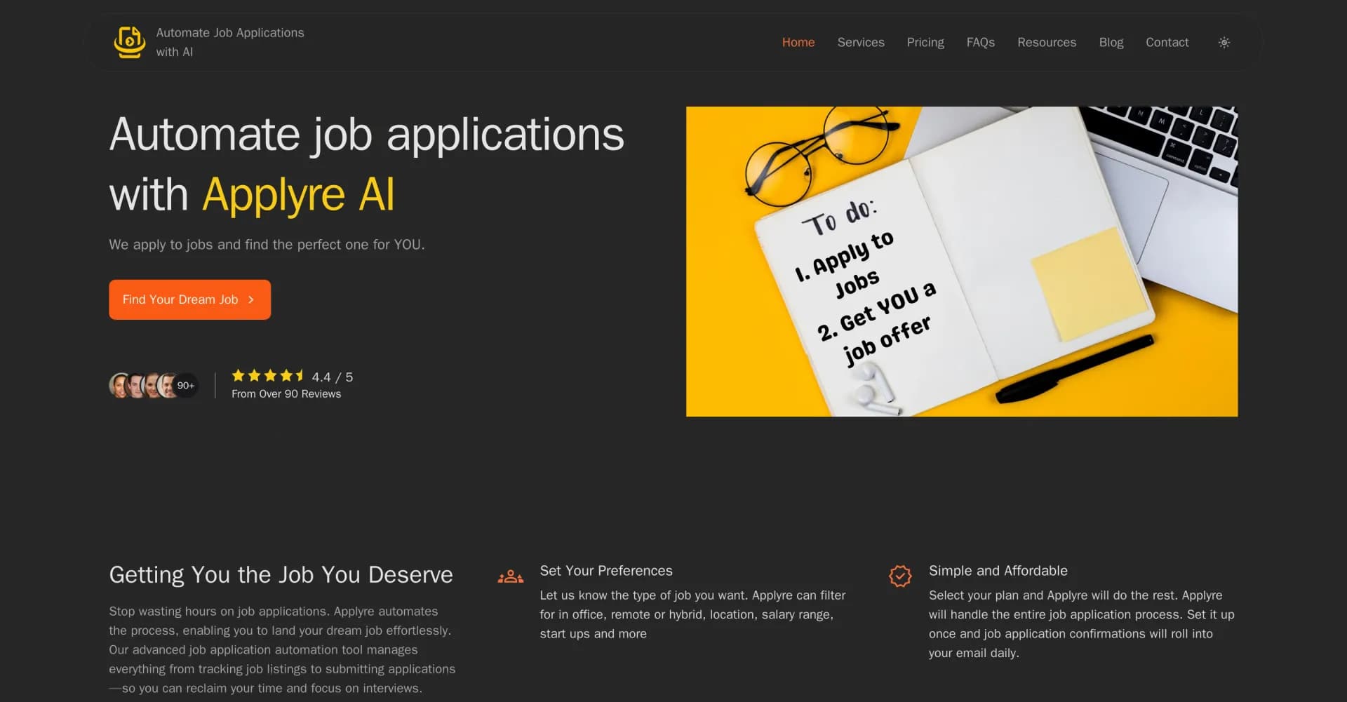Applyre AI homepage screenshot — AI-powered job applications that land your dream role.