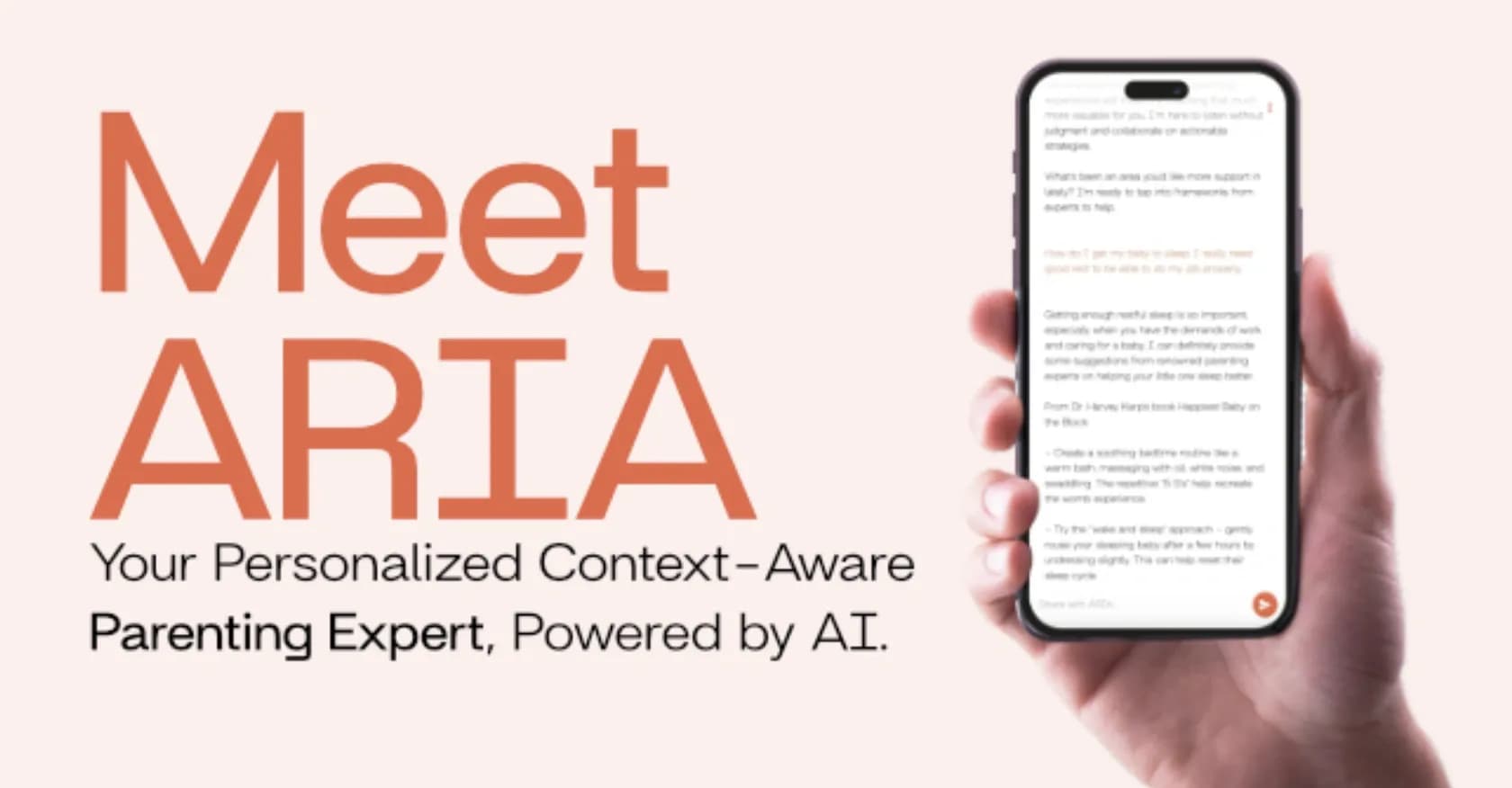 ARIA homepage screenshot — AI-powered parenting advice and support