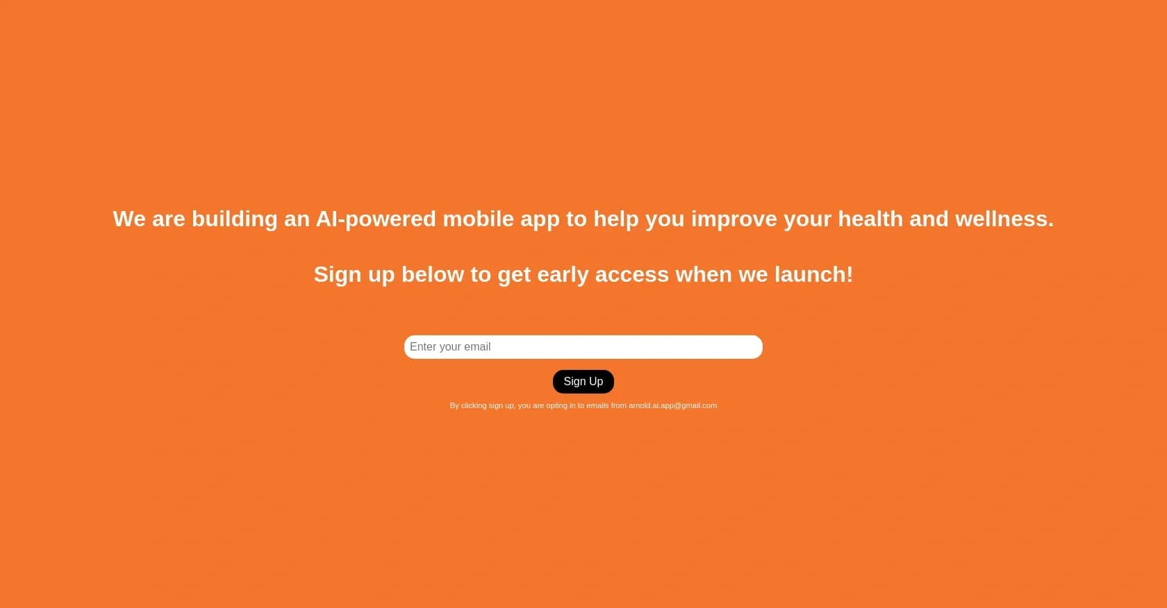 ArnoldAI homepage screenshot — AI-powered health and wellness coach in your pocket