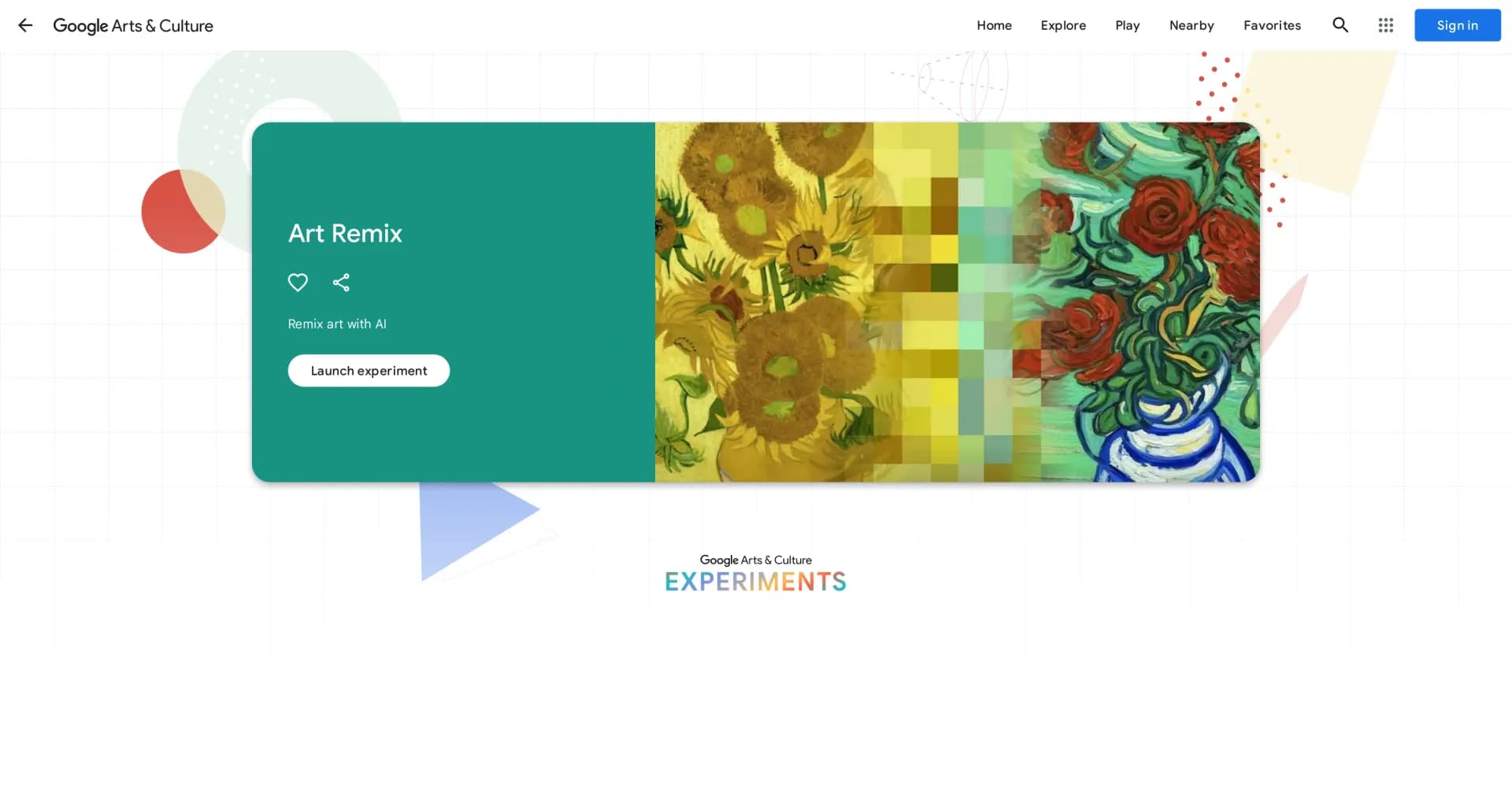 Art Remix homepage screenshot — Remix art with AI