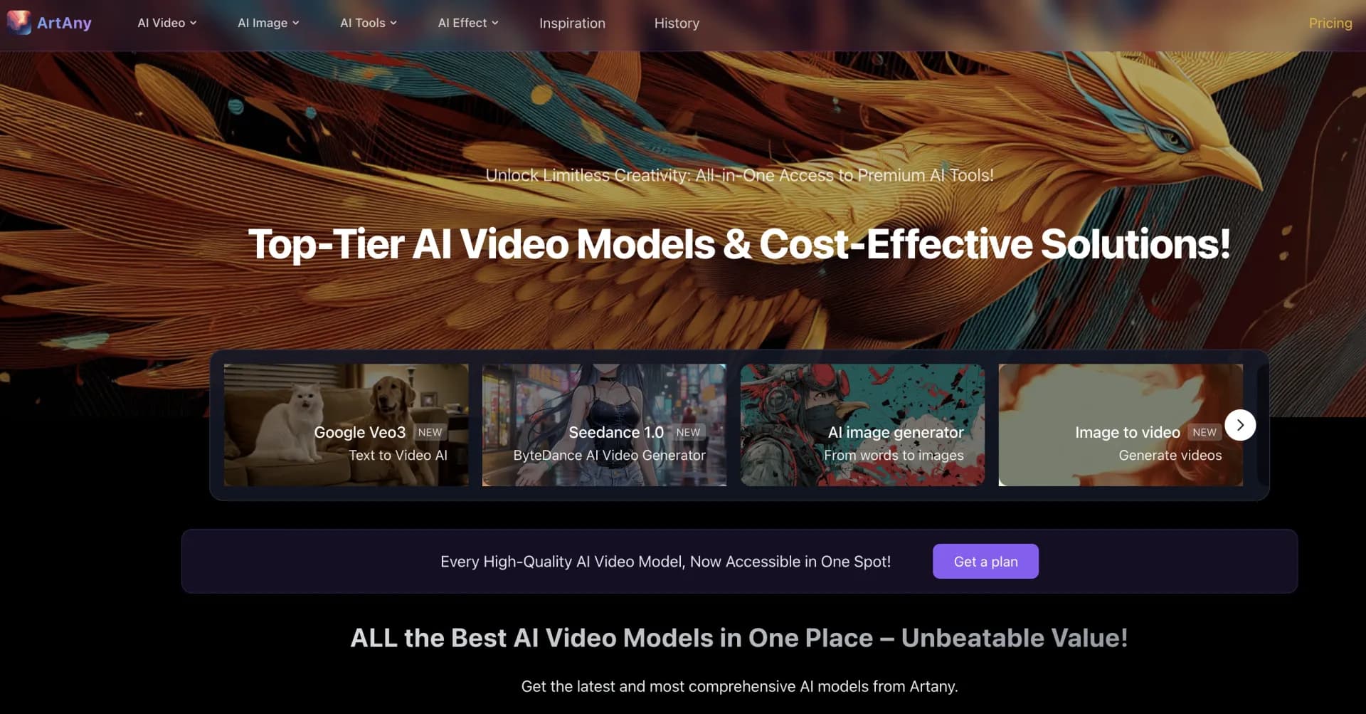 ArtAny AI's Image to Video homepage screenshot — Turn images into videos with AI.