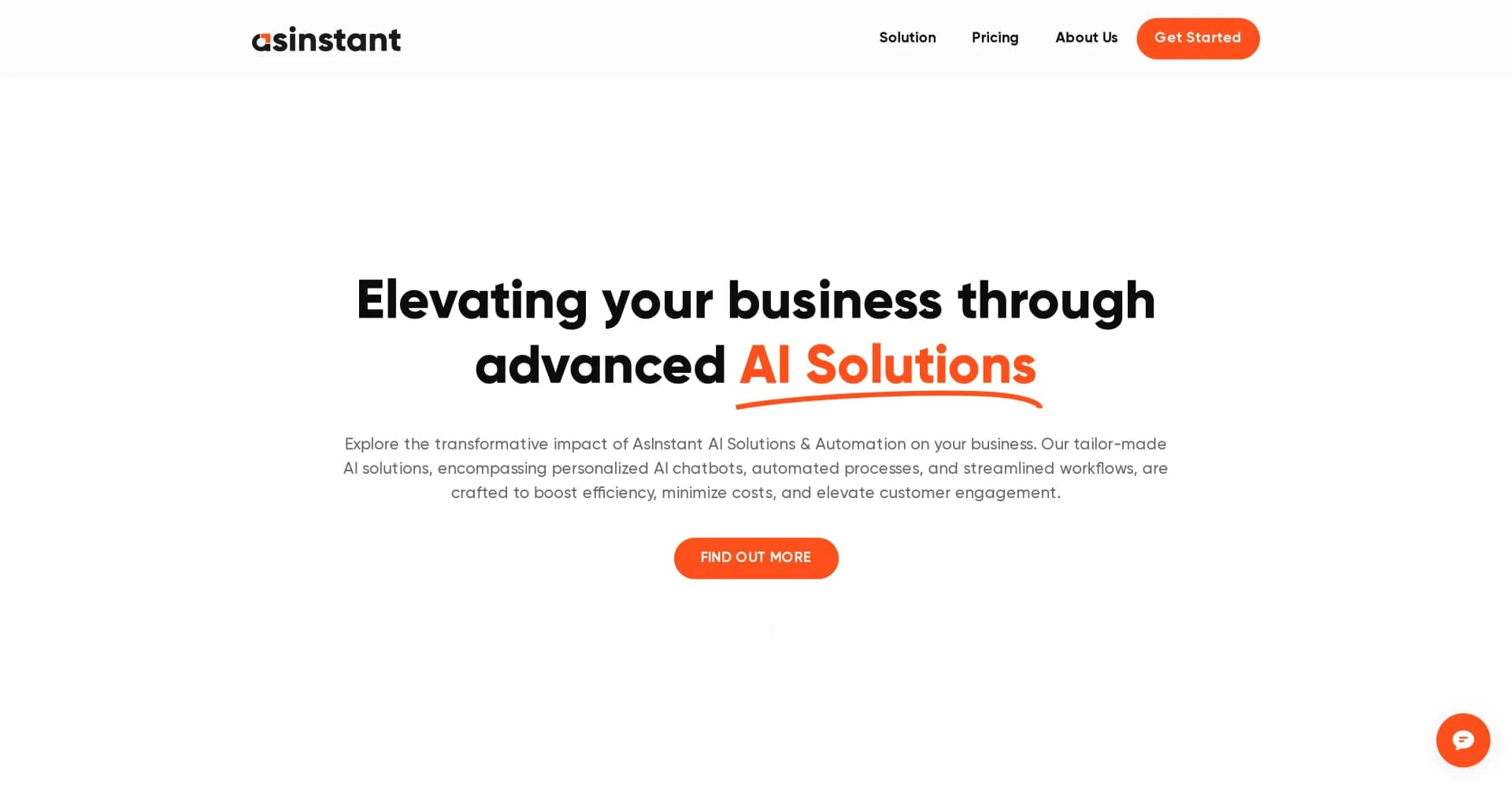 Asinstant homepage screenshot — Elevate your business with advanced AI solutions