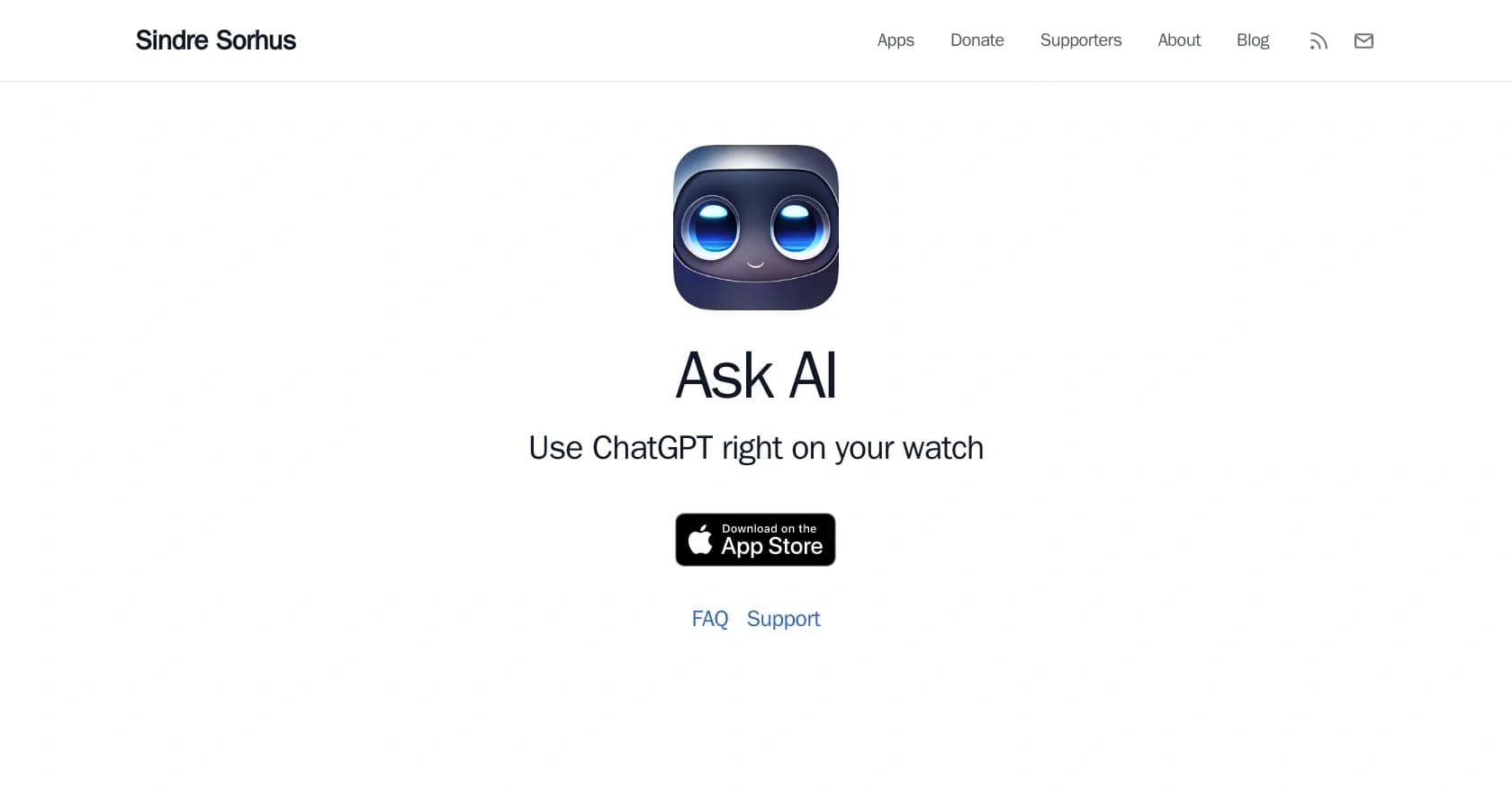 Ask AI homepage screenshot — ChatGPT on your wrist