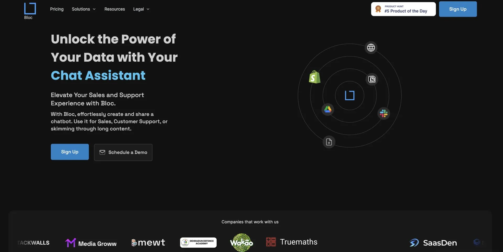 Ask Bloc homepage screenshot — Turn your knowledge base into AI chat instantly.