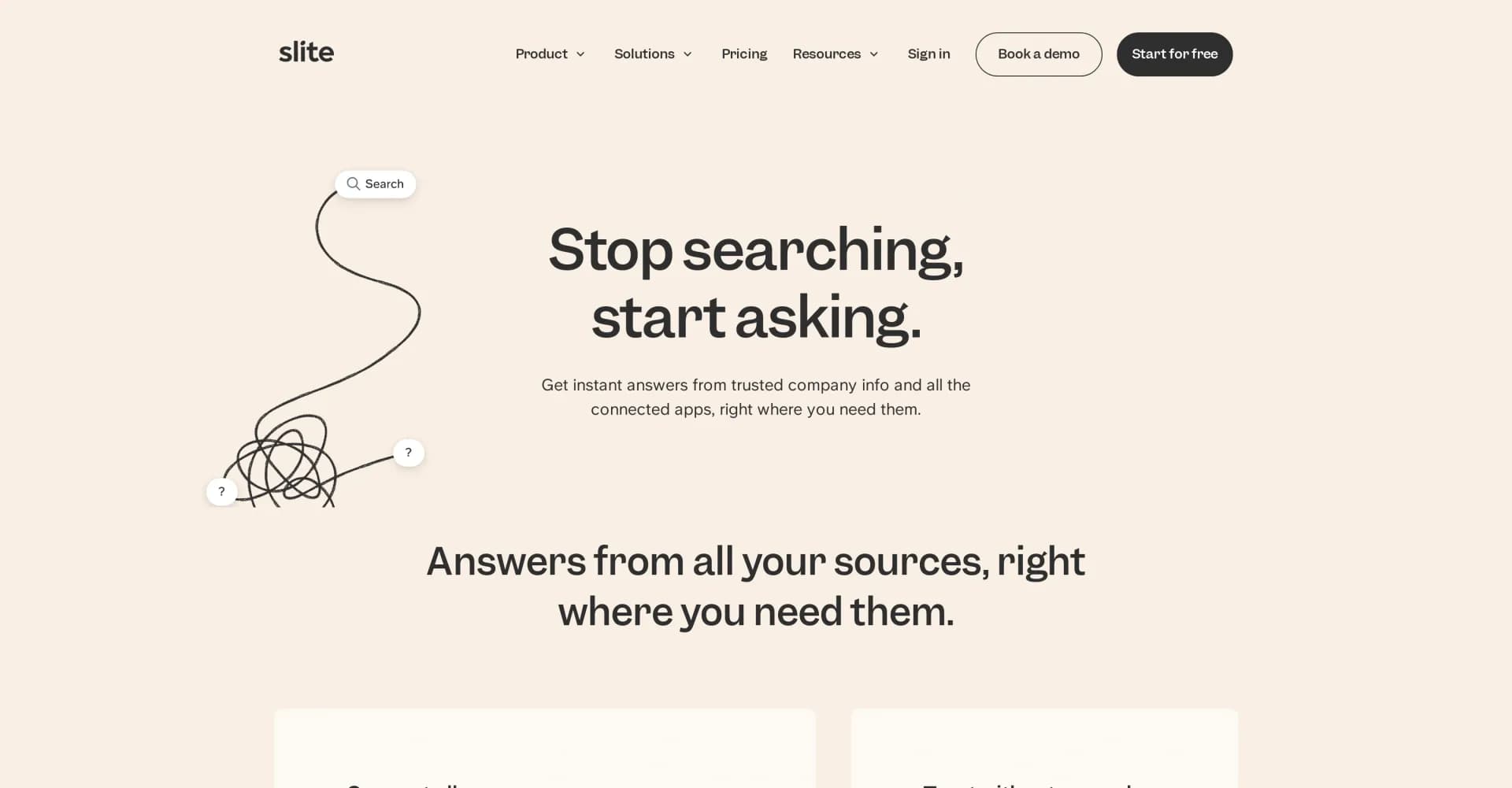 Ask by Slite homepage screenshot — Access knowledge instantly with AI-powered questions.