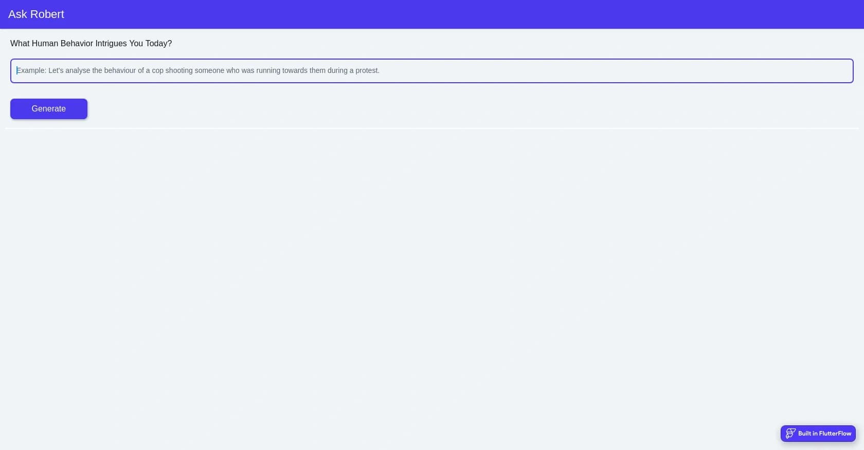 Ask Robert homepage screenshot — Your personal AI assistant for instant answers.