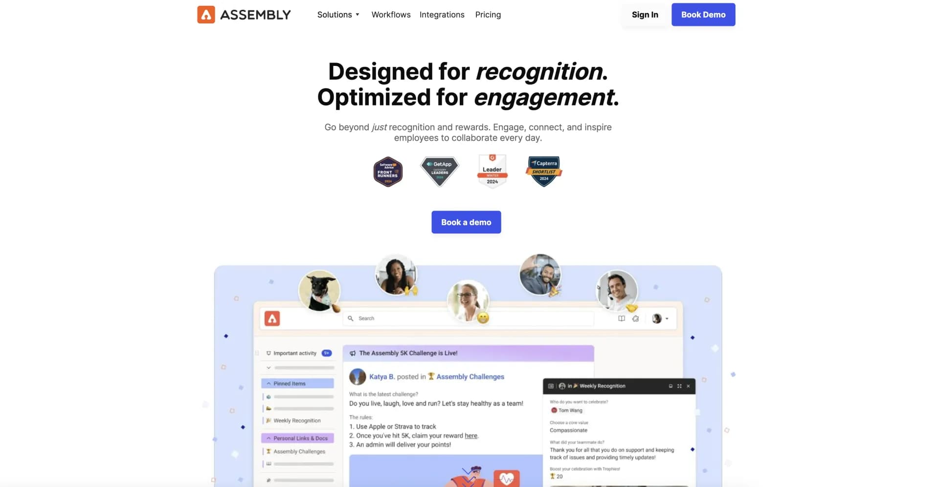 Assembly homepage screenshot — Empower collaboration with AI-driven intranet