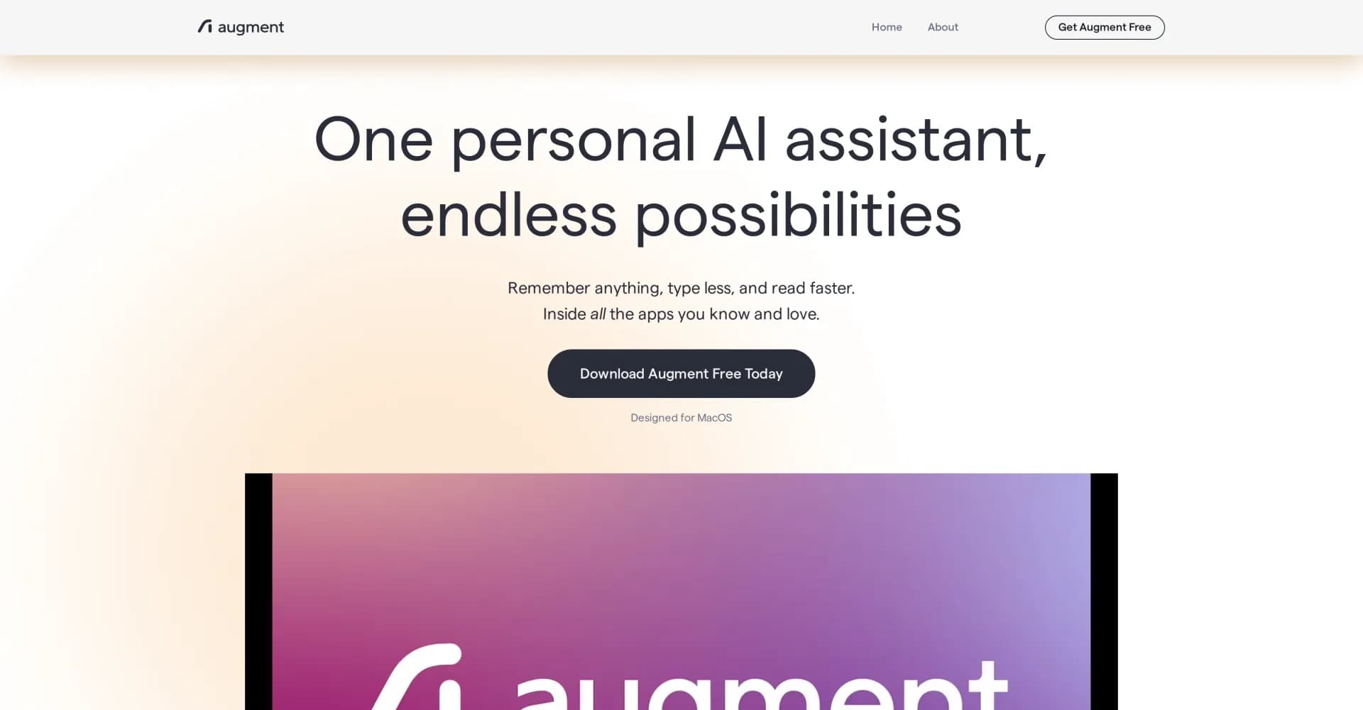 Augment AI homepage screenshot — Amplify productivity across all apps.
