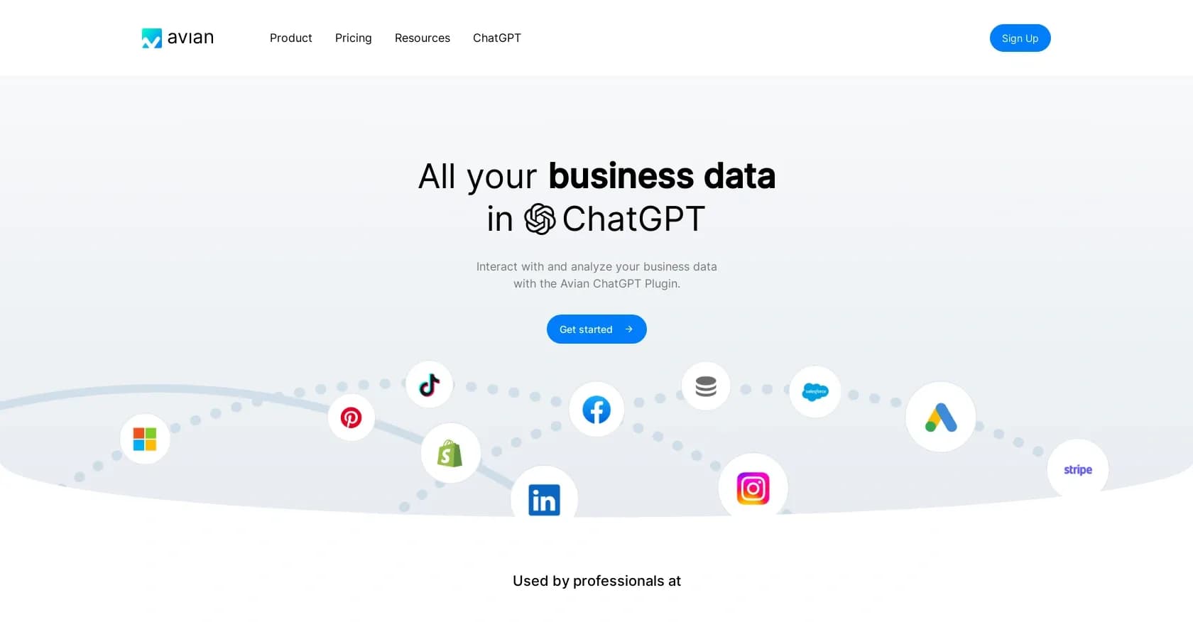 Avian Plugin homepage screenshot — Analyzed natural language data for business.
