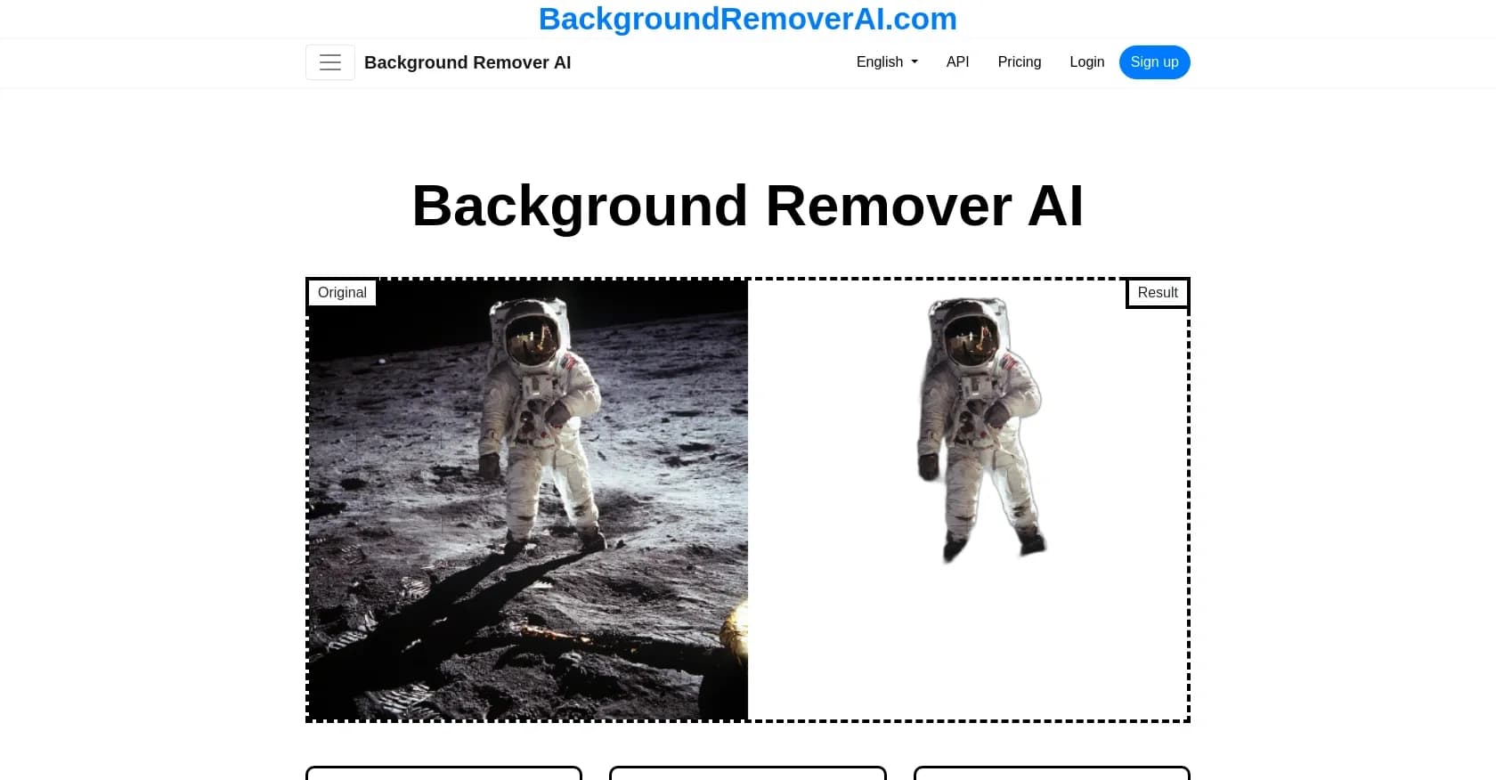 Backgroundremoverai homepage screenshot — Remove backgrounds from videos and images with AI.