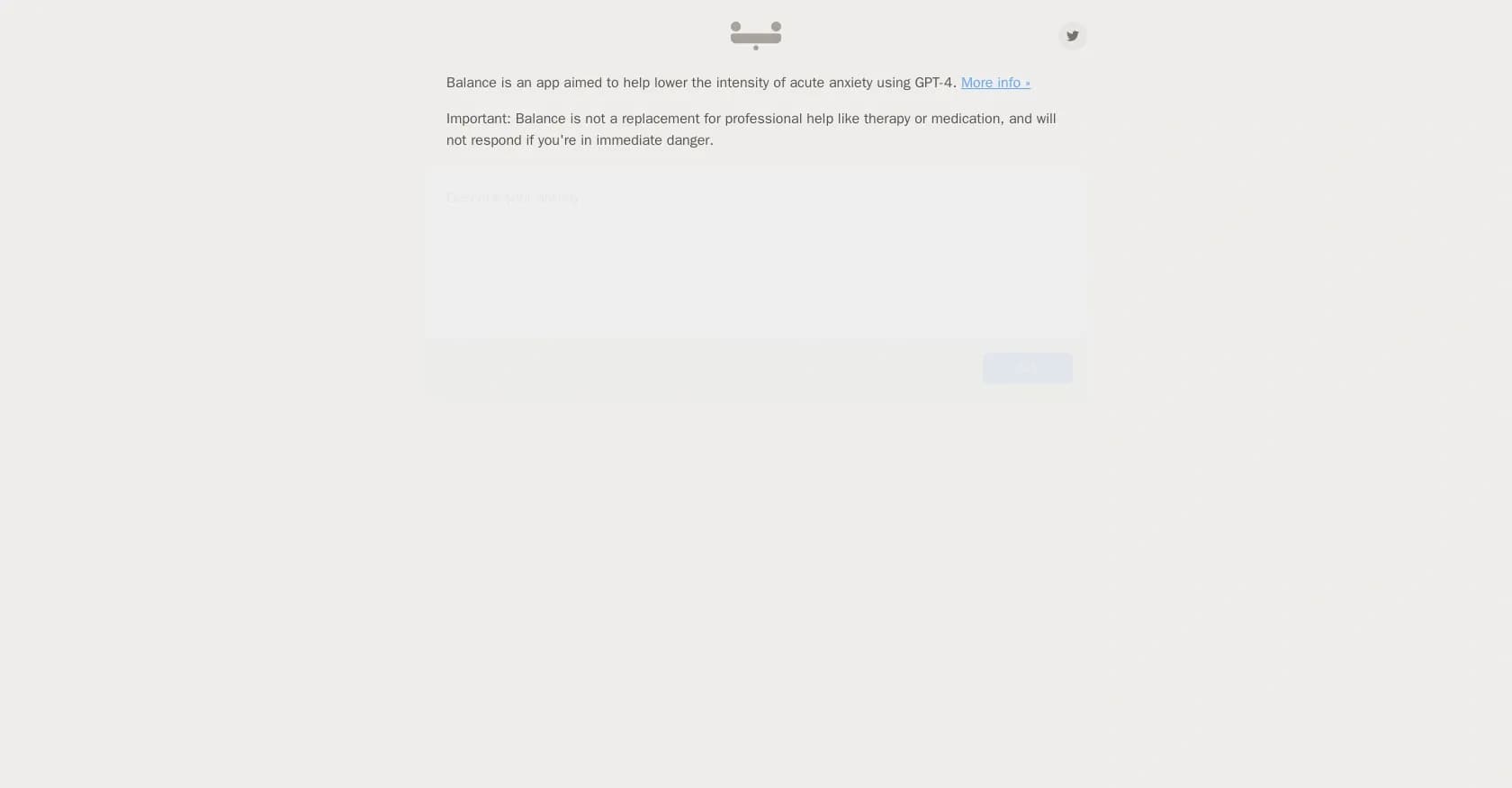 Balance homepage screenshot — Challenge anxiety with AI-powered thoughts.