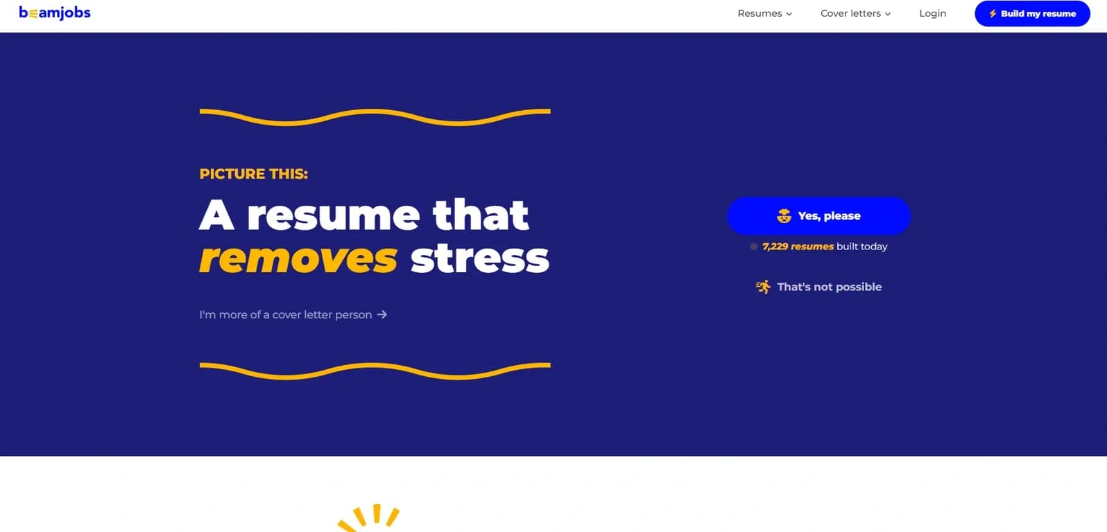 BeamJobs homepage screenshot — Empowering Job Seekers with AI-Powered Resumes and Cover Let