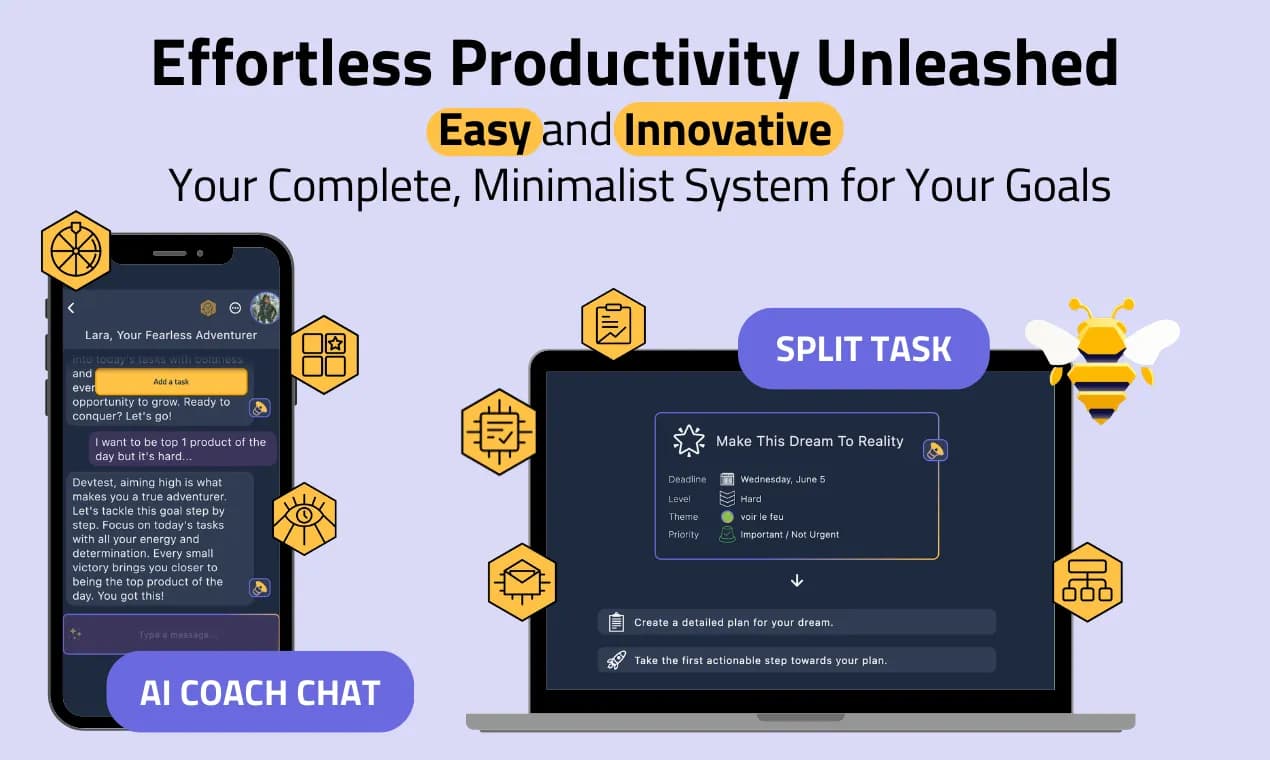 BeeDone: Unlock Your Potential homepage screenshot — All In One Producitivity System Using Gamified AI