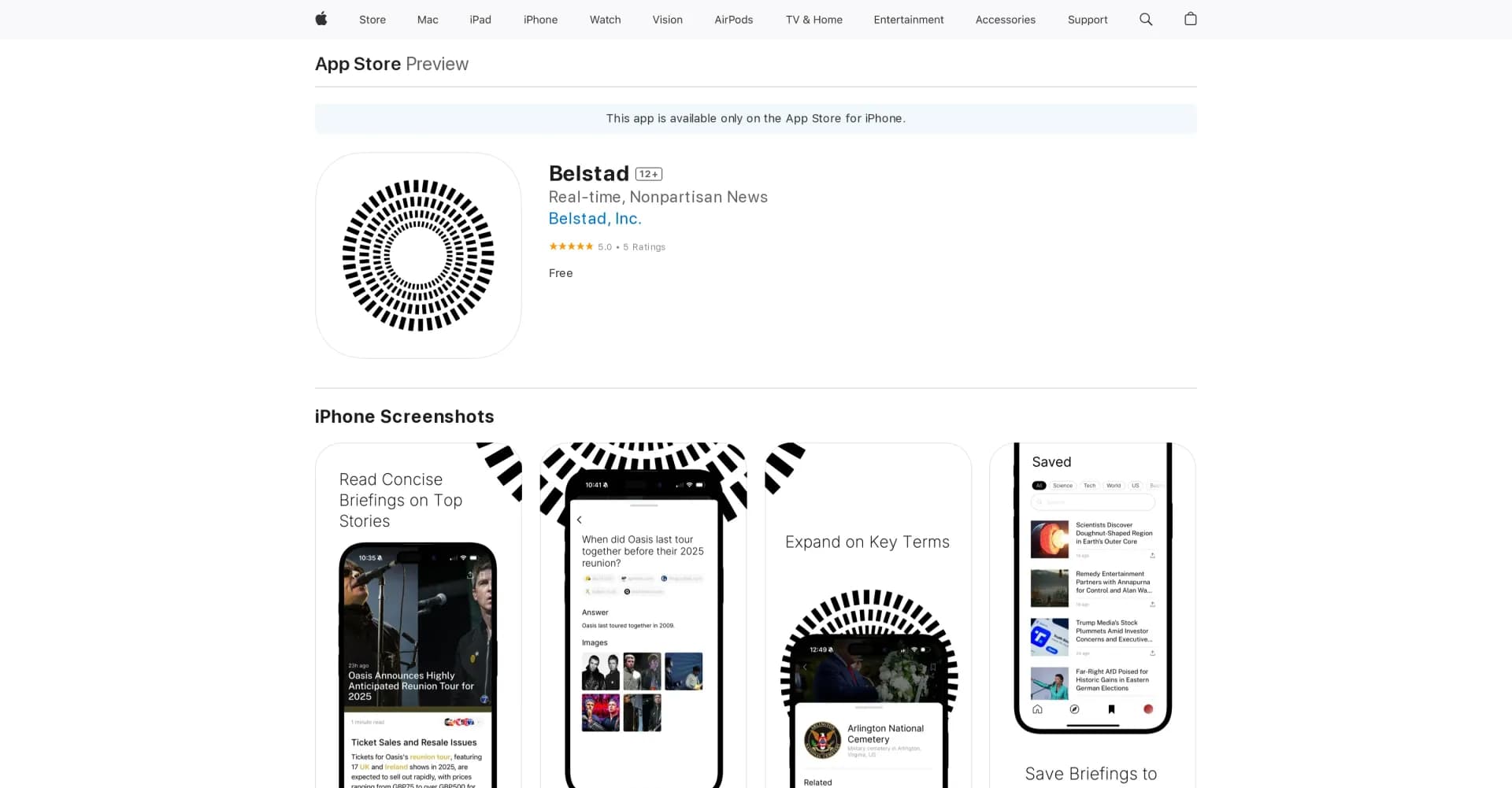 Belstad homepage screenshot — AI-powered personalized news in real-time.