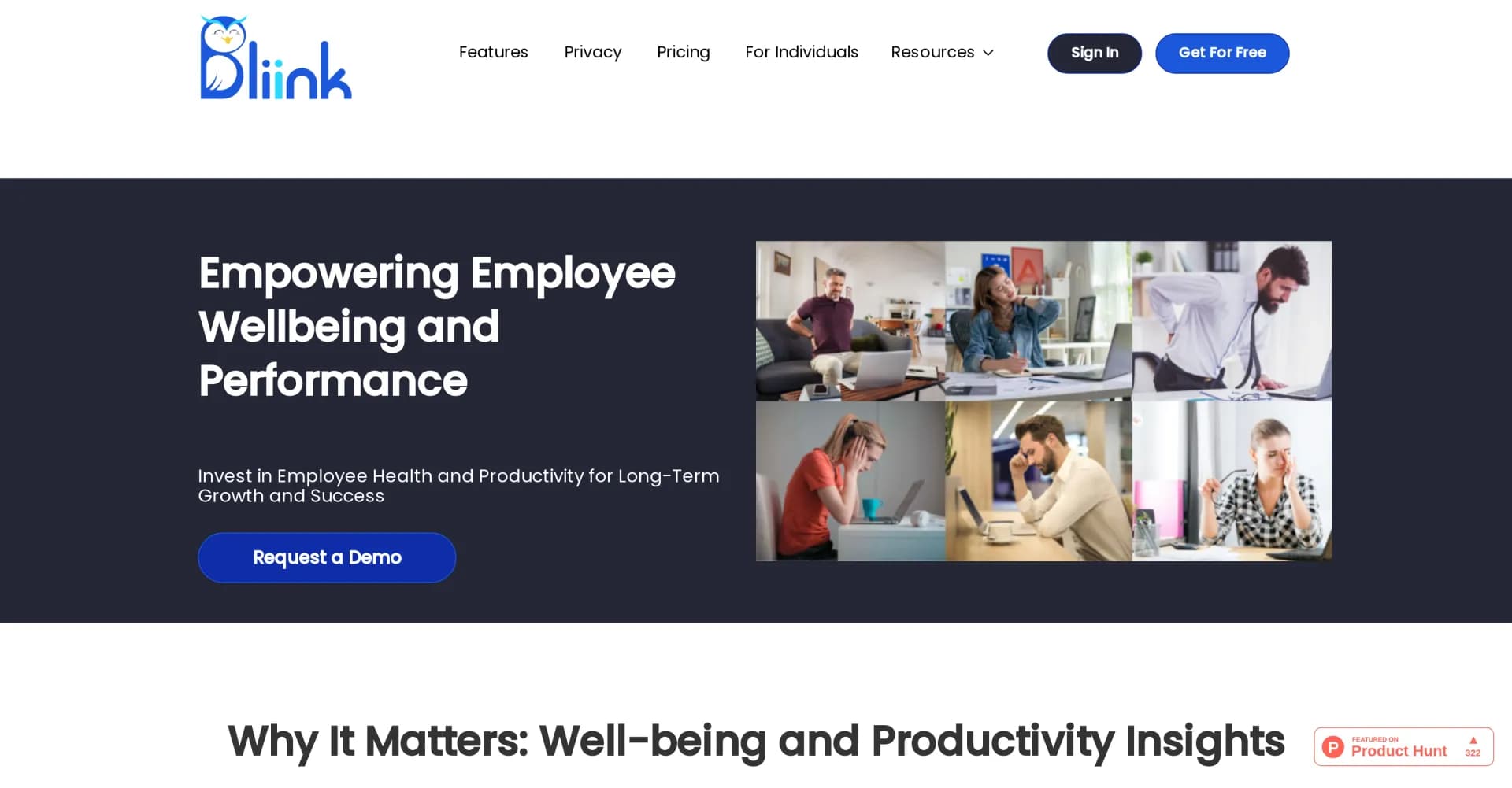 BLiiNK AI homepage screenshot — AI-powered app for healthier digital habits