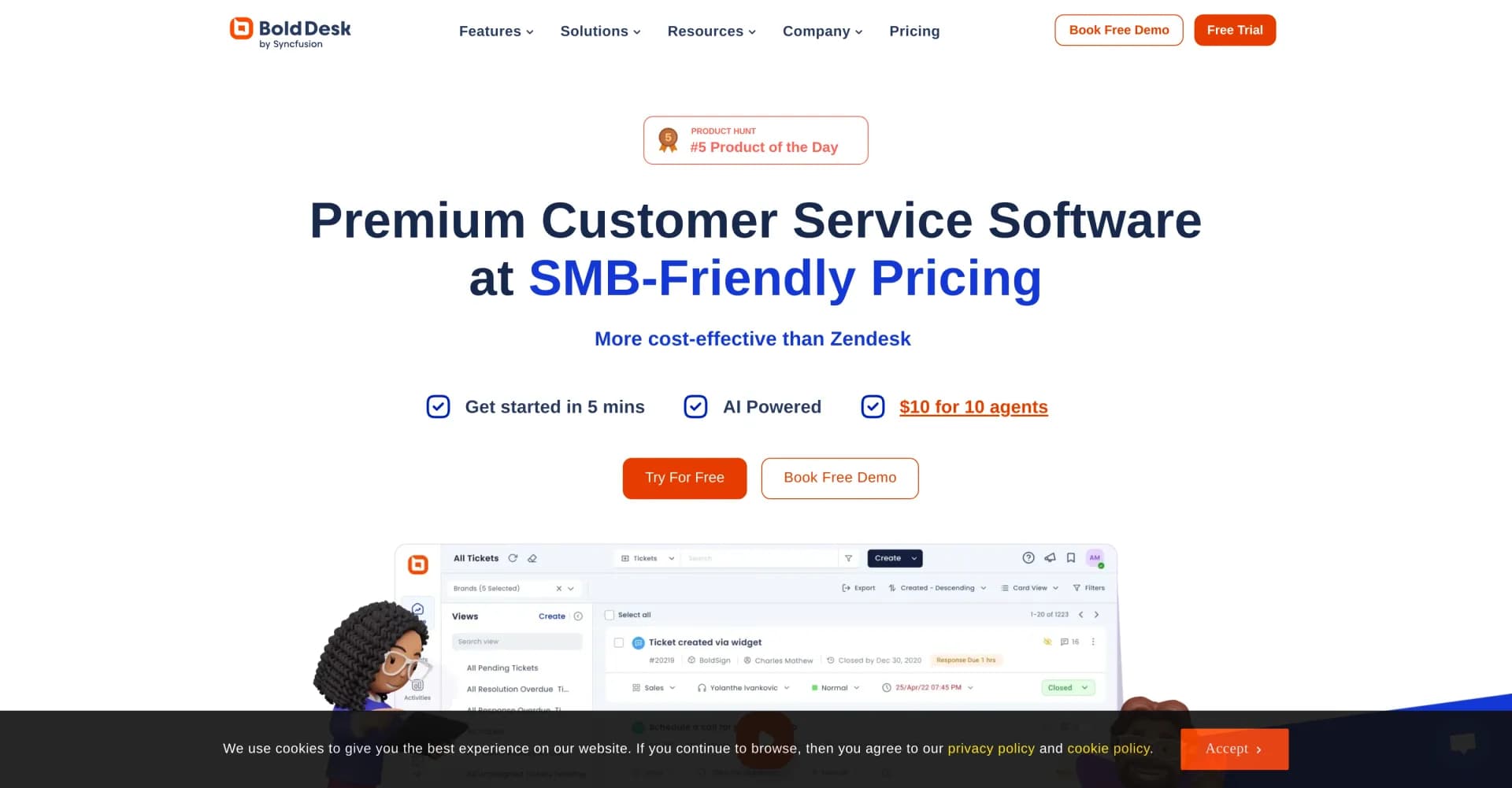 BoldDesk homepage screenshot — Streamline customer support with cutting-edge help desk soft