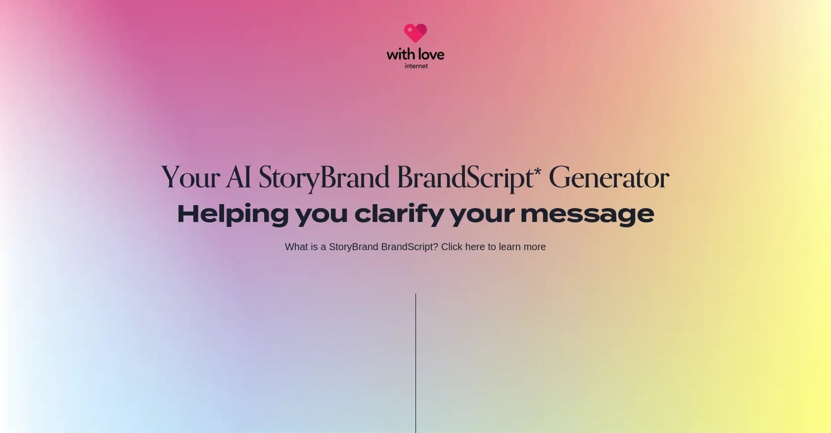 BrandScript Generator homepage screenshot — Crafting concise brand messages for companies.