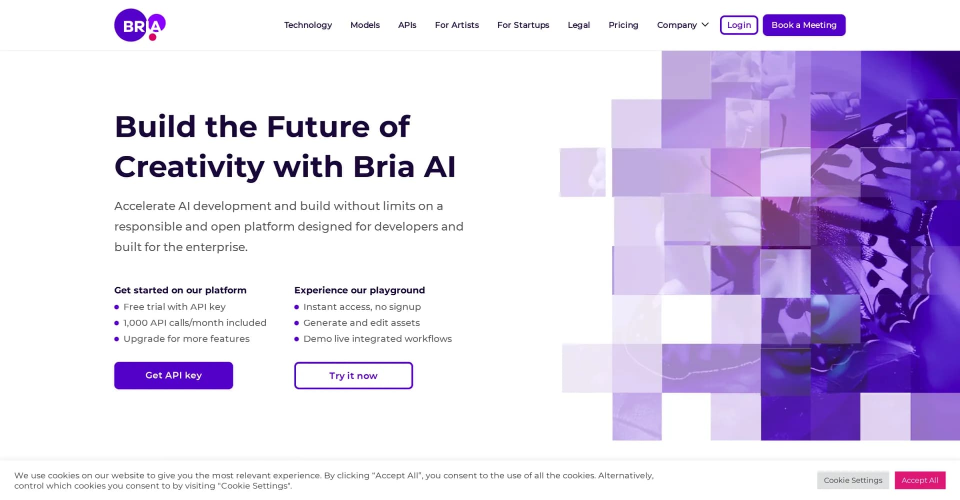 Bria homepage screenshot — Customize visual content at scale with AI