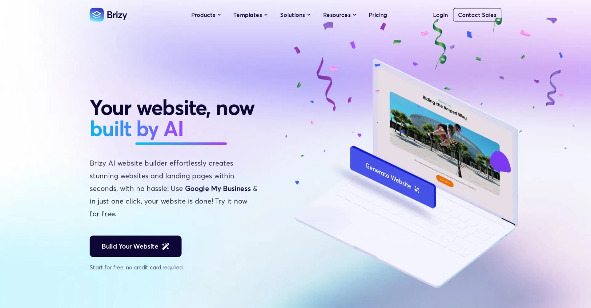 Brizy AI homepage screenshot — Effortless AI-powered website building for rapid launch and 