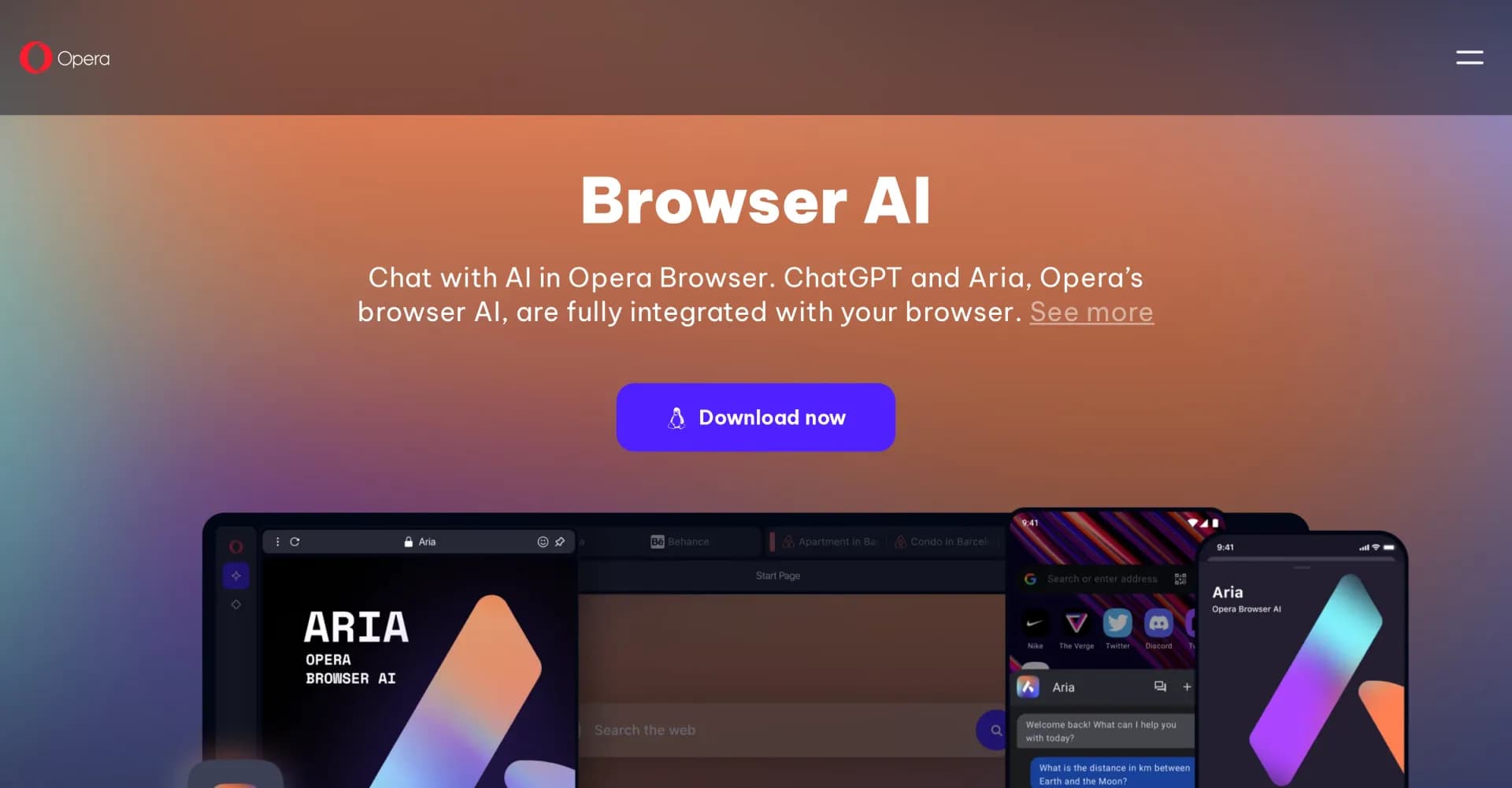 BrowserAI homepage screenshot — Chat with AI seamlessly integrated in your browser.
