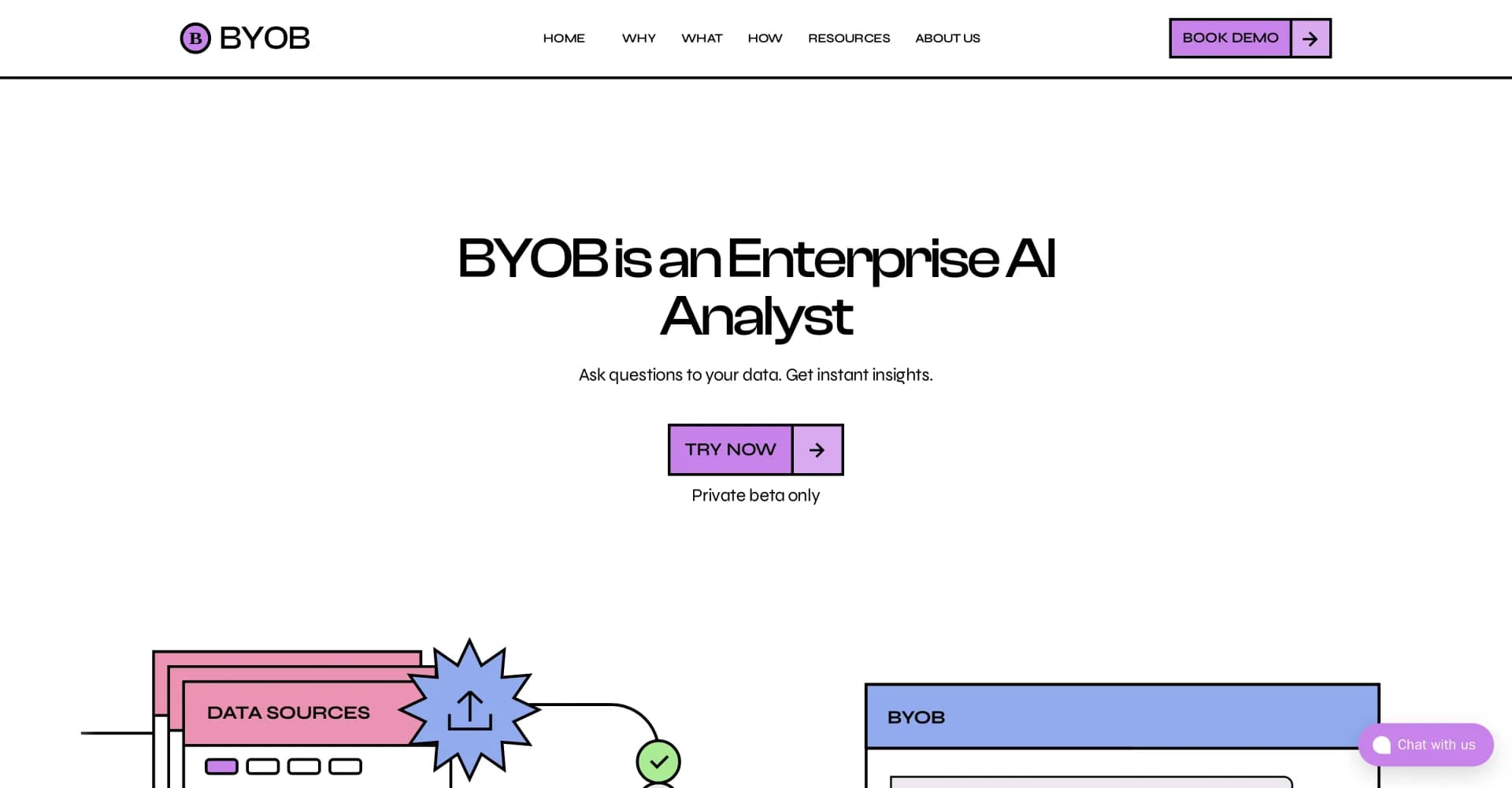 BYOB - Akaike homepage screenshot — Ask questions to your data. Get instant insights.