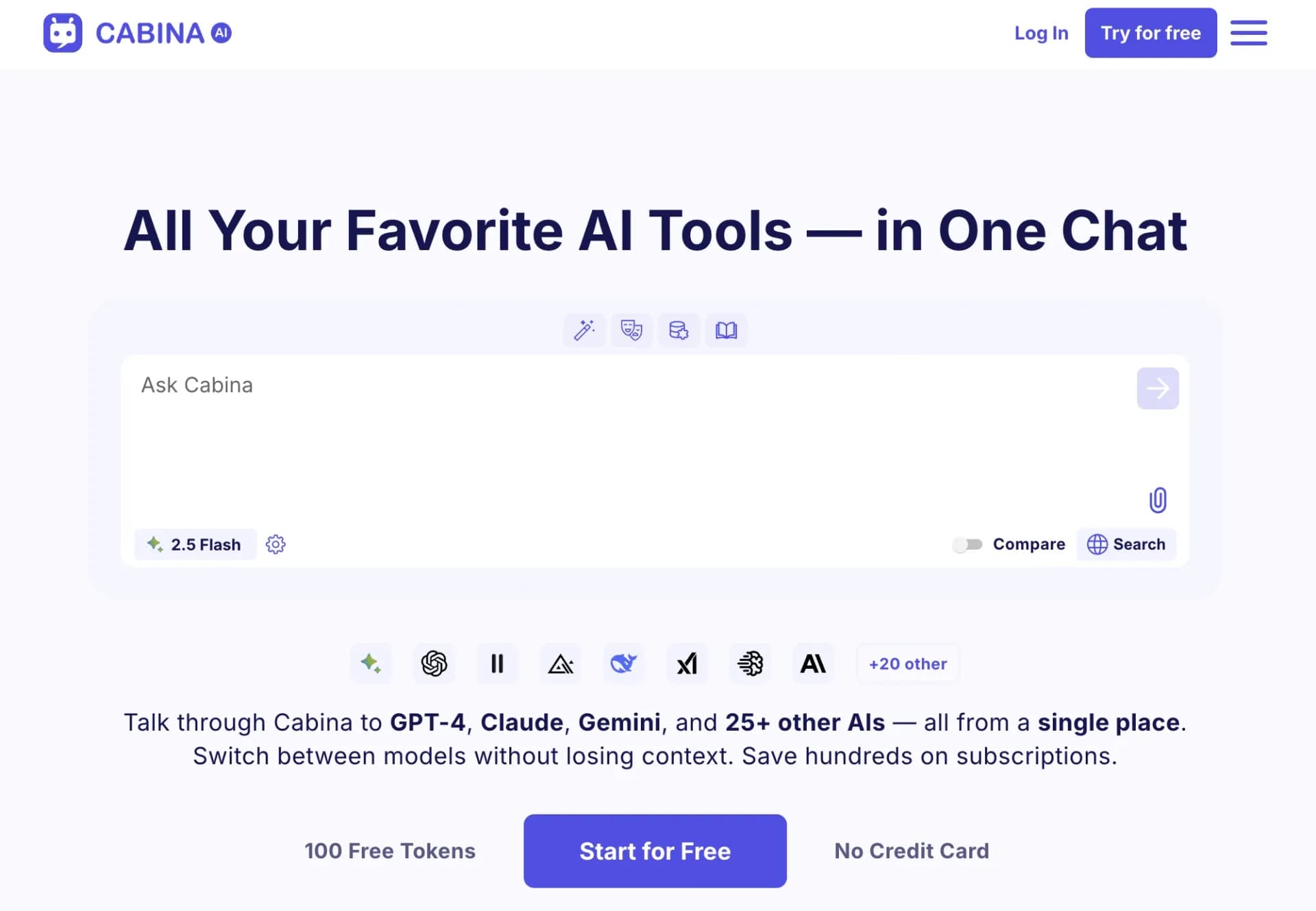 Cabina.AIv1.29 homepage screenshot — CabinaAI: Your All-in-One AI Platform 🚀