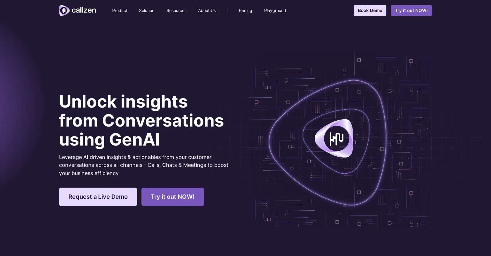ConvoZen homepage screenshot — Turn Every Conversation into Actionable Insights with ConvoZ