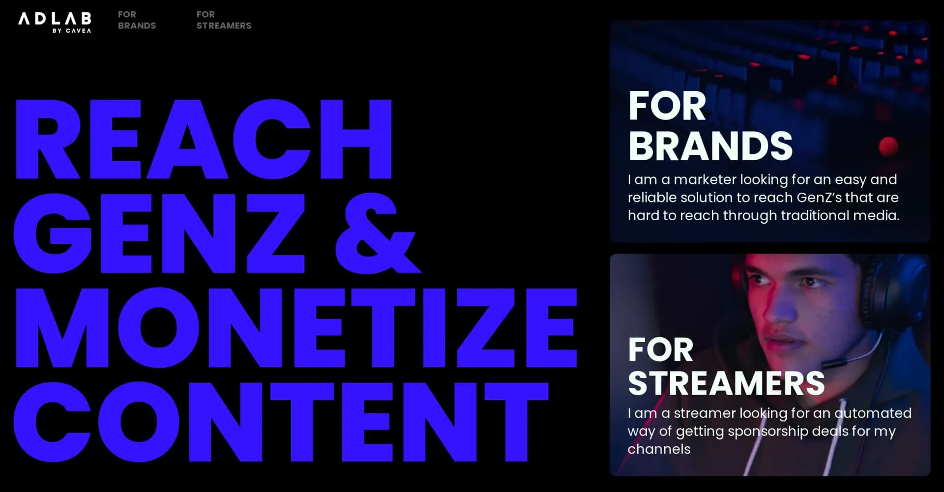 CAPTURELAB homepage screenshot — Automated highlight creation for streamers.