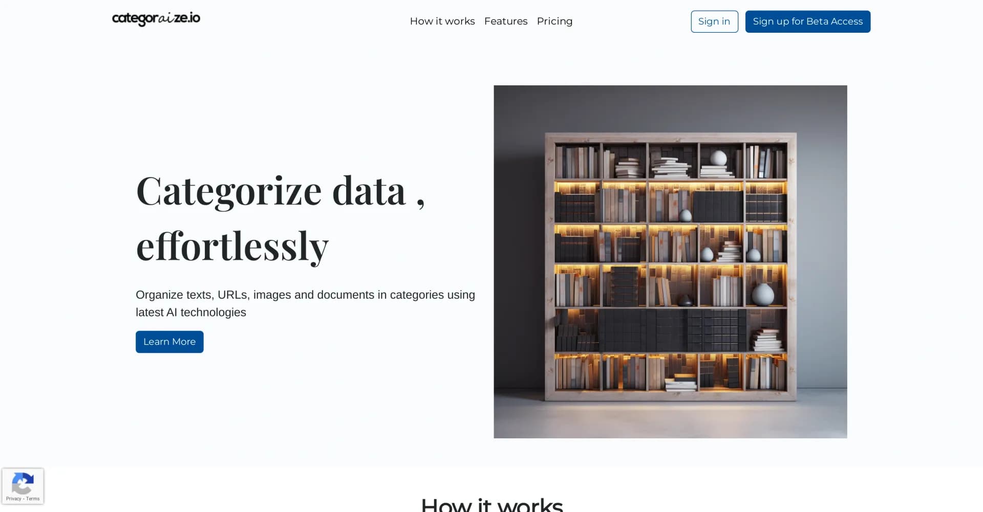 categorAIze homepage screenshot — Categorize data effortlessly with AI