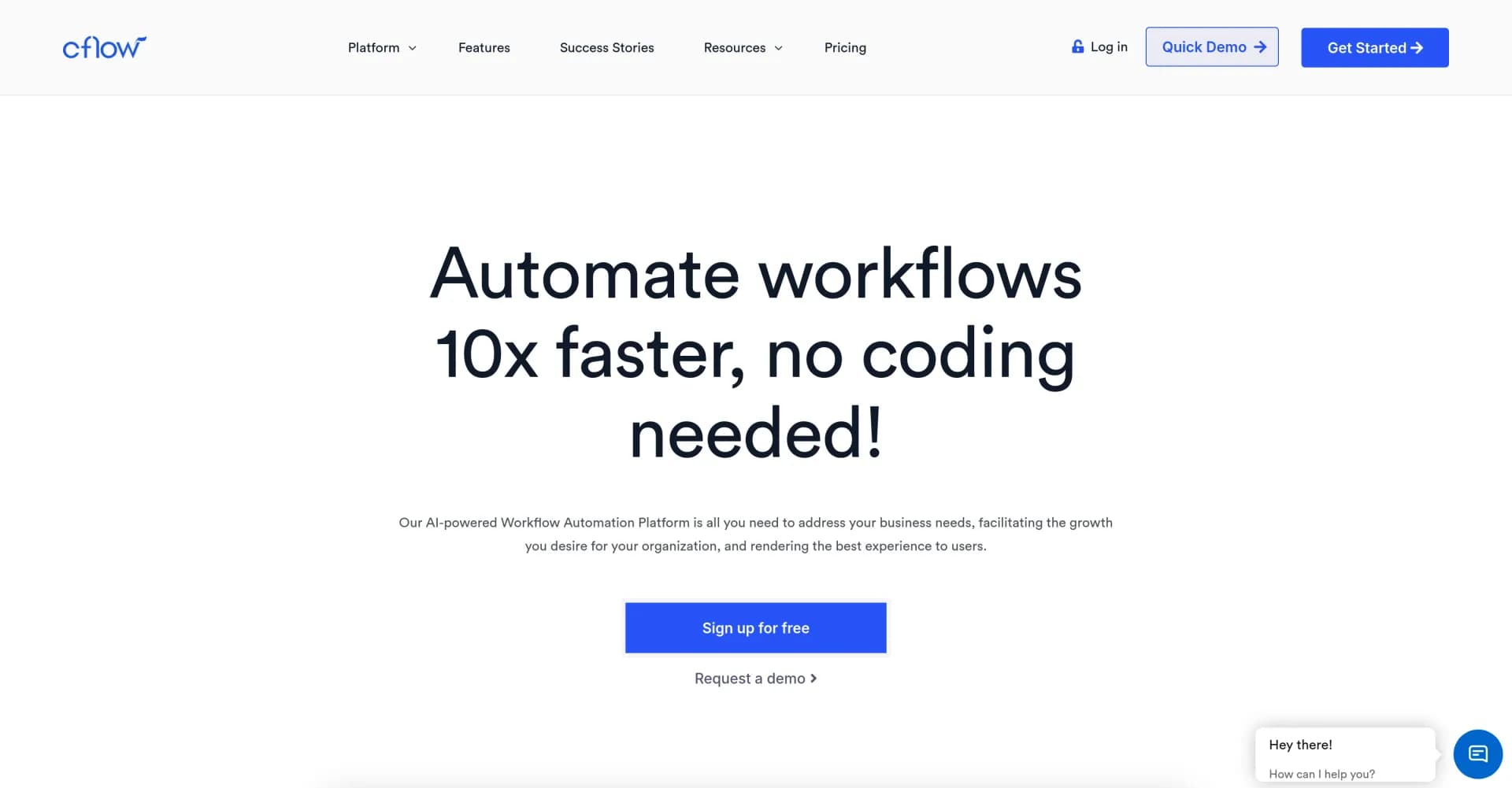 Cflow homepage screenshot — Streamline workflows and boost efficiency across departments