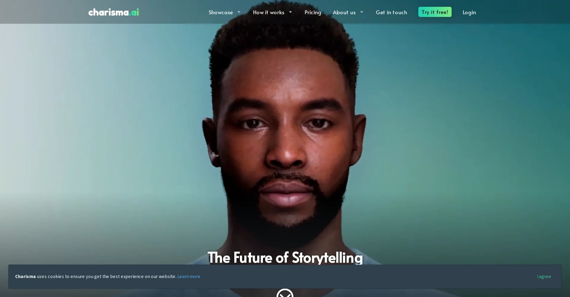 Charisma AI homepage screenshot — Create interactive stories with believable AI characters.