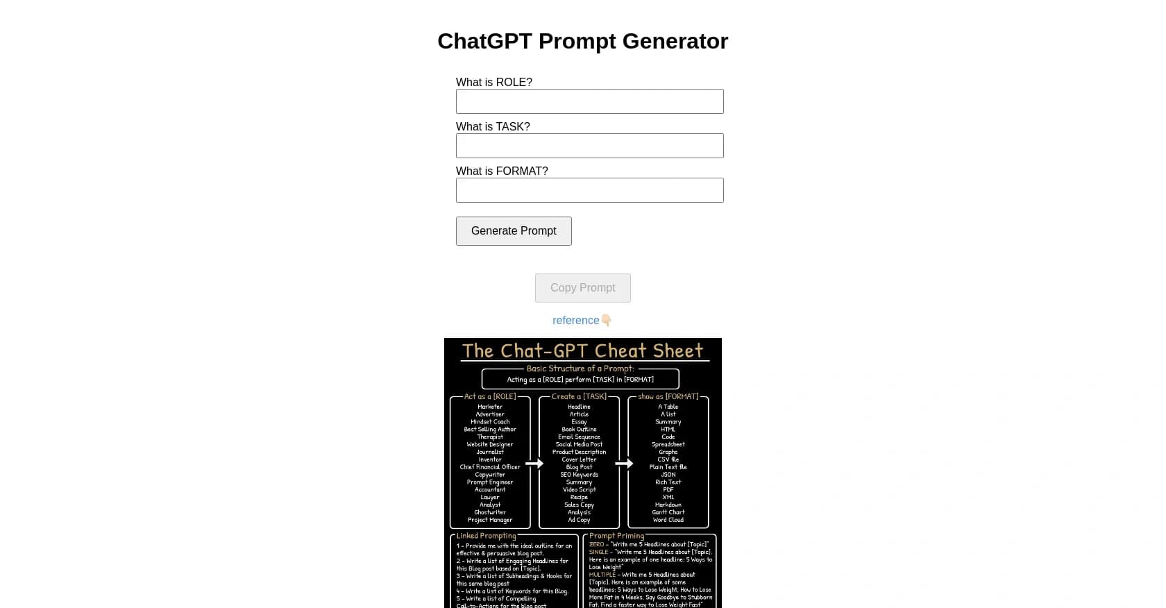 ChatGPTPromptGenerator homepage screenshot — Create powerful ChatGPT prompts instantly.