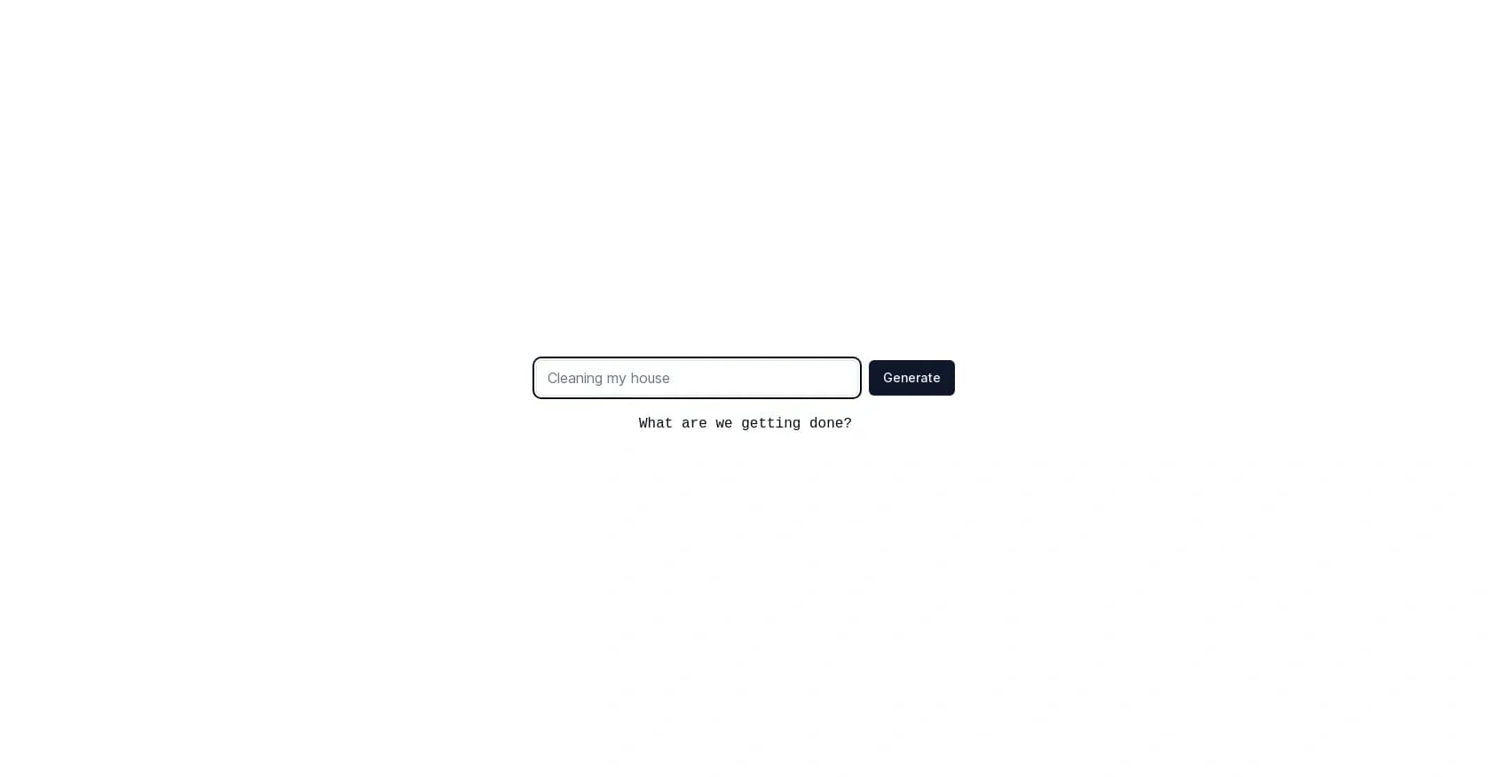 Checklist Generator homepage screenshot — Generate productivity with AI checklists.
